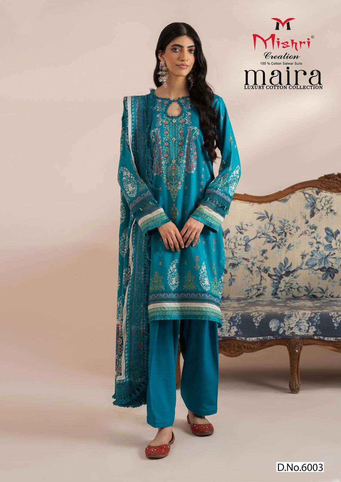 maira by mishri creation 6001-6006 series unstich designer cotton suits catalogue wholesale rate surat 