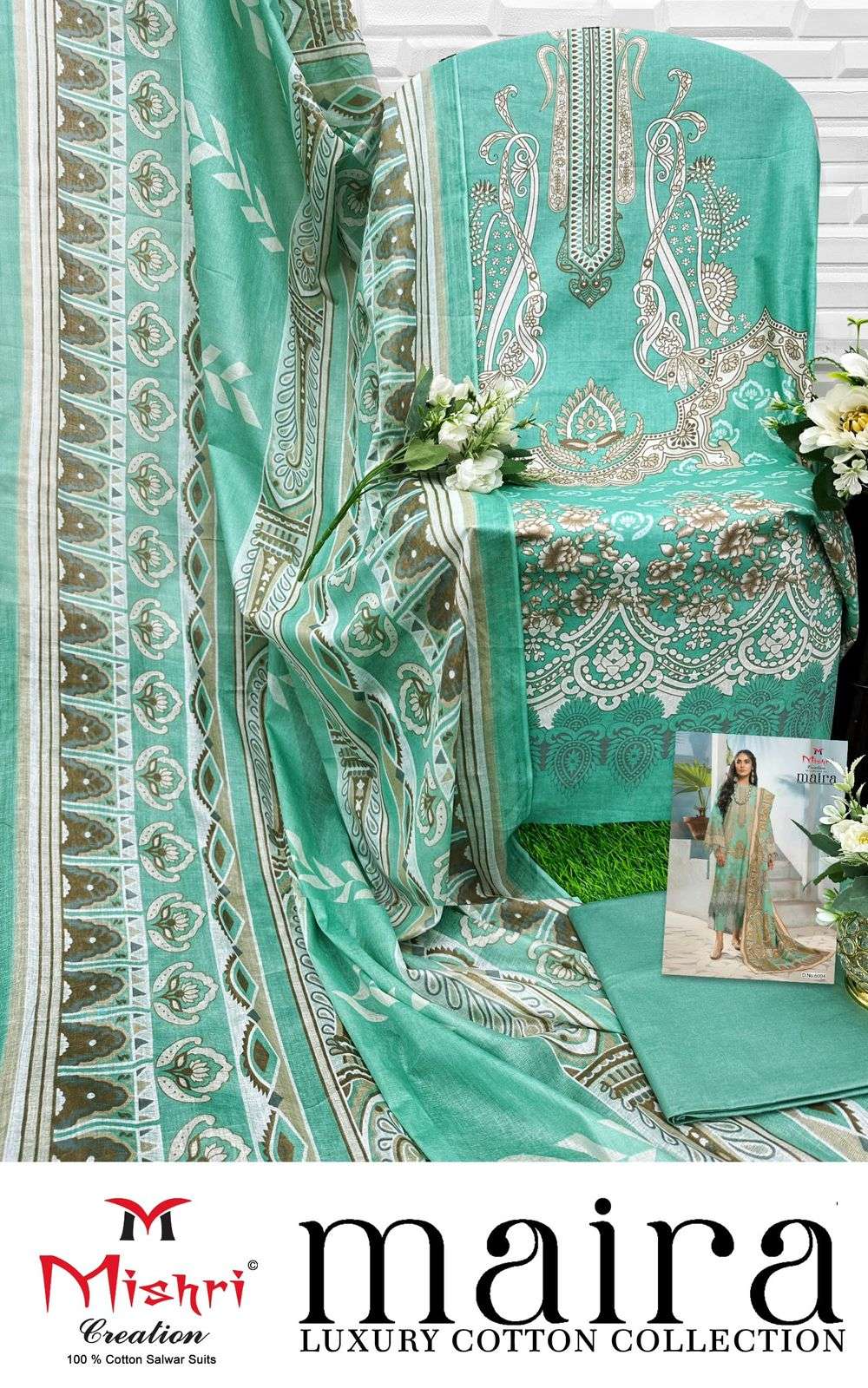 maira by mishri creation 6001-6006 series unstich designer cotton suits catalogue wholesale rate surat 