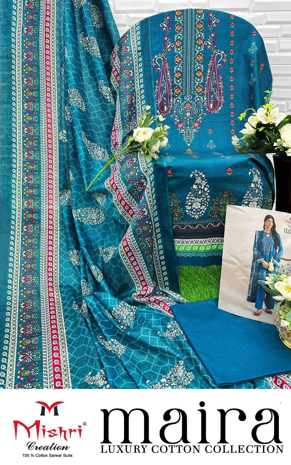 maira by mishri creation 6001-6006 series unstich designer cotton suits catalogue wholesale rate surat 