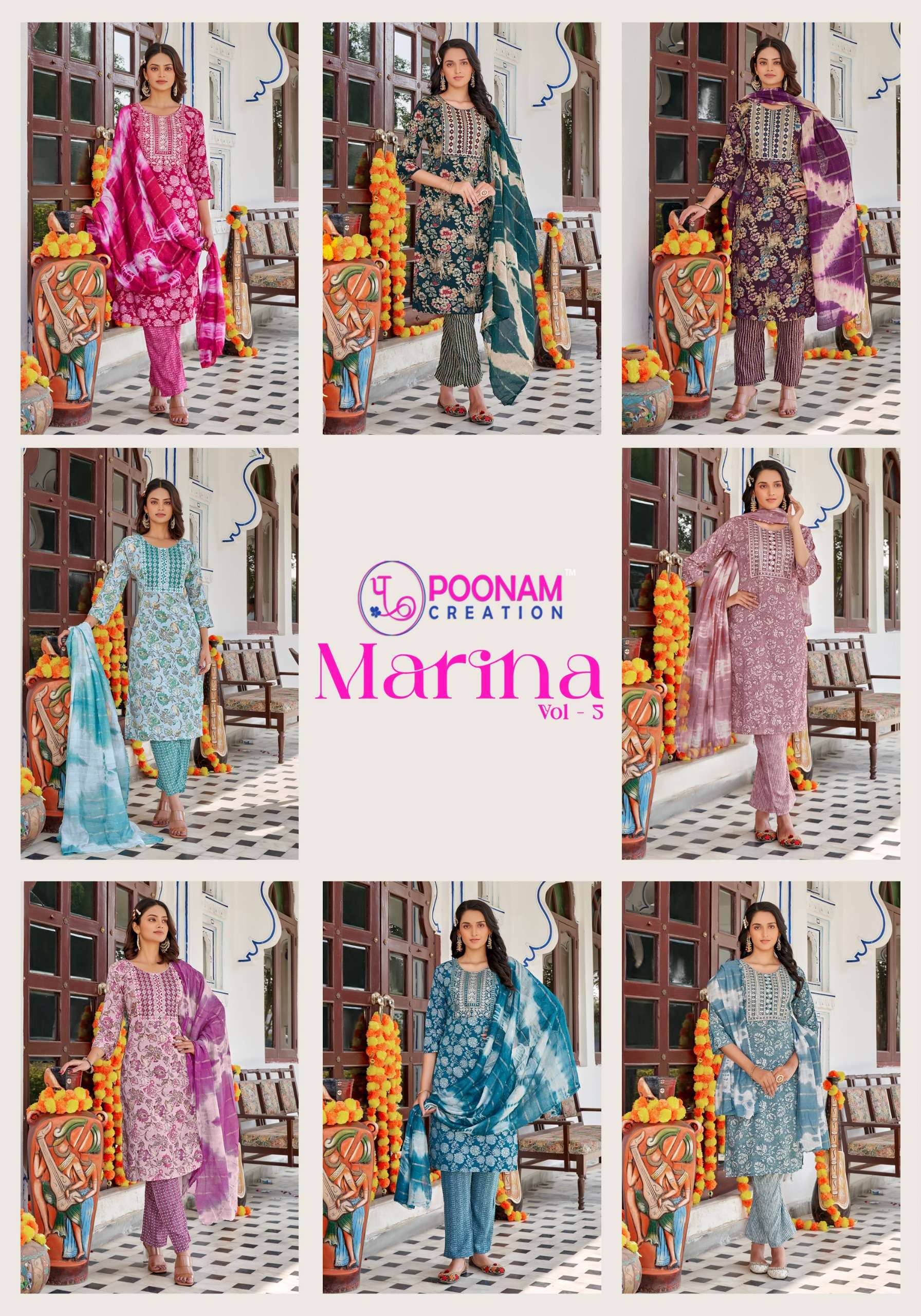 marina vol-5 by poonam creation capsule foil printed designer kurtis catalogue online wholesale dealer surat 