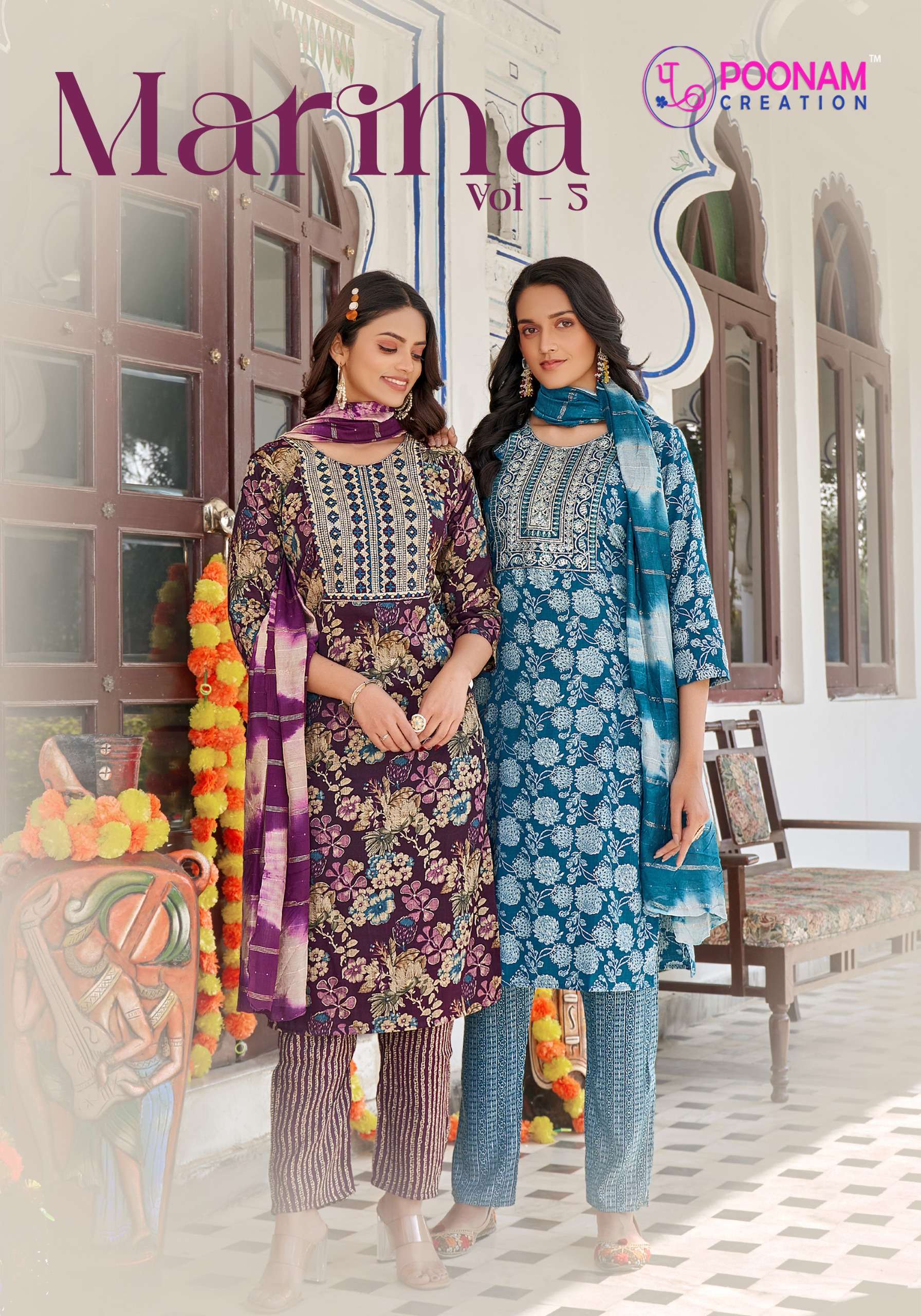 marina vol-5 by poonam creation capsule foil printed designer kurtis catalogue online wholesale dealer surat 