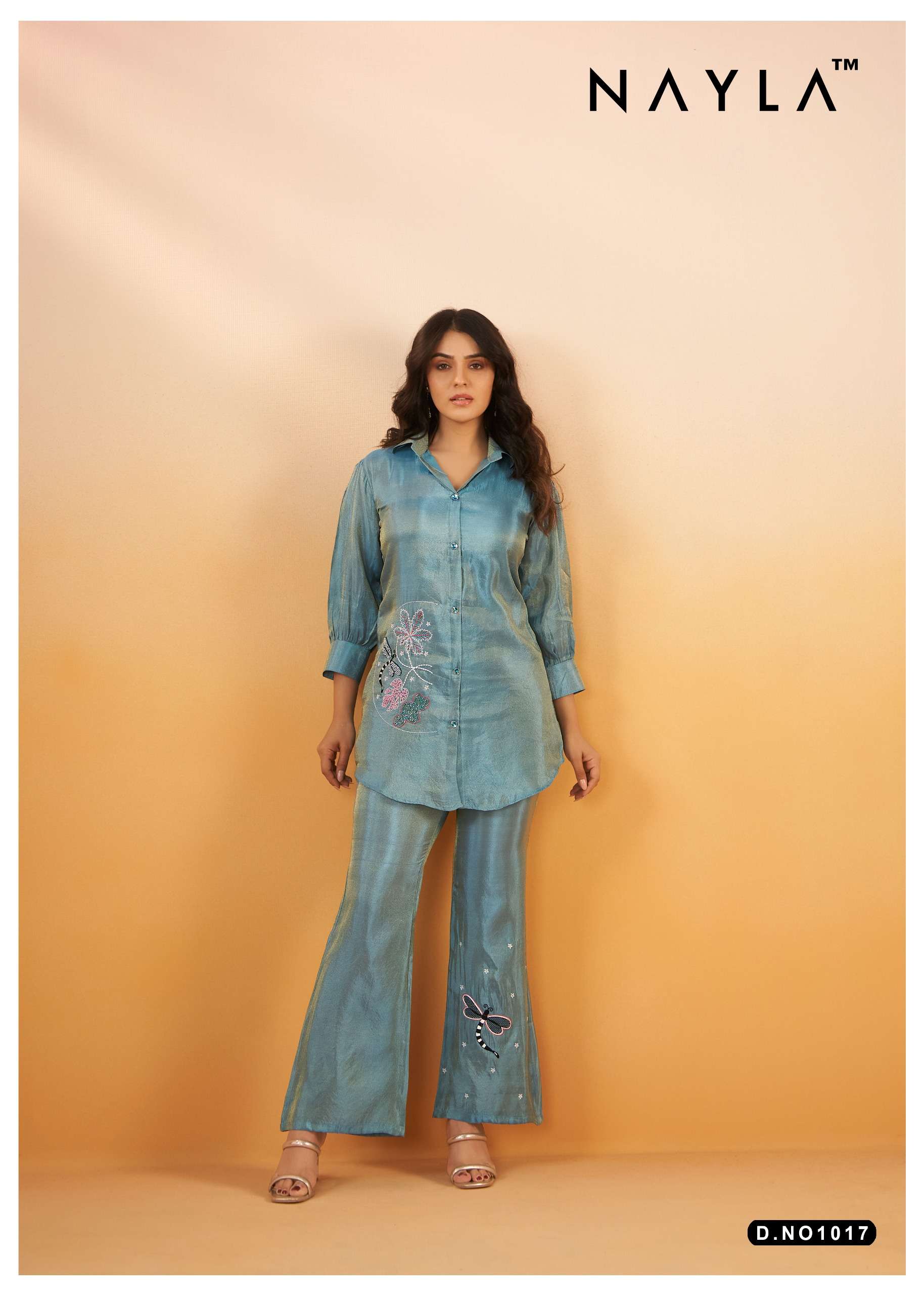 nayla 1017 viscose silk fabric cord set wholesale collection surat 