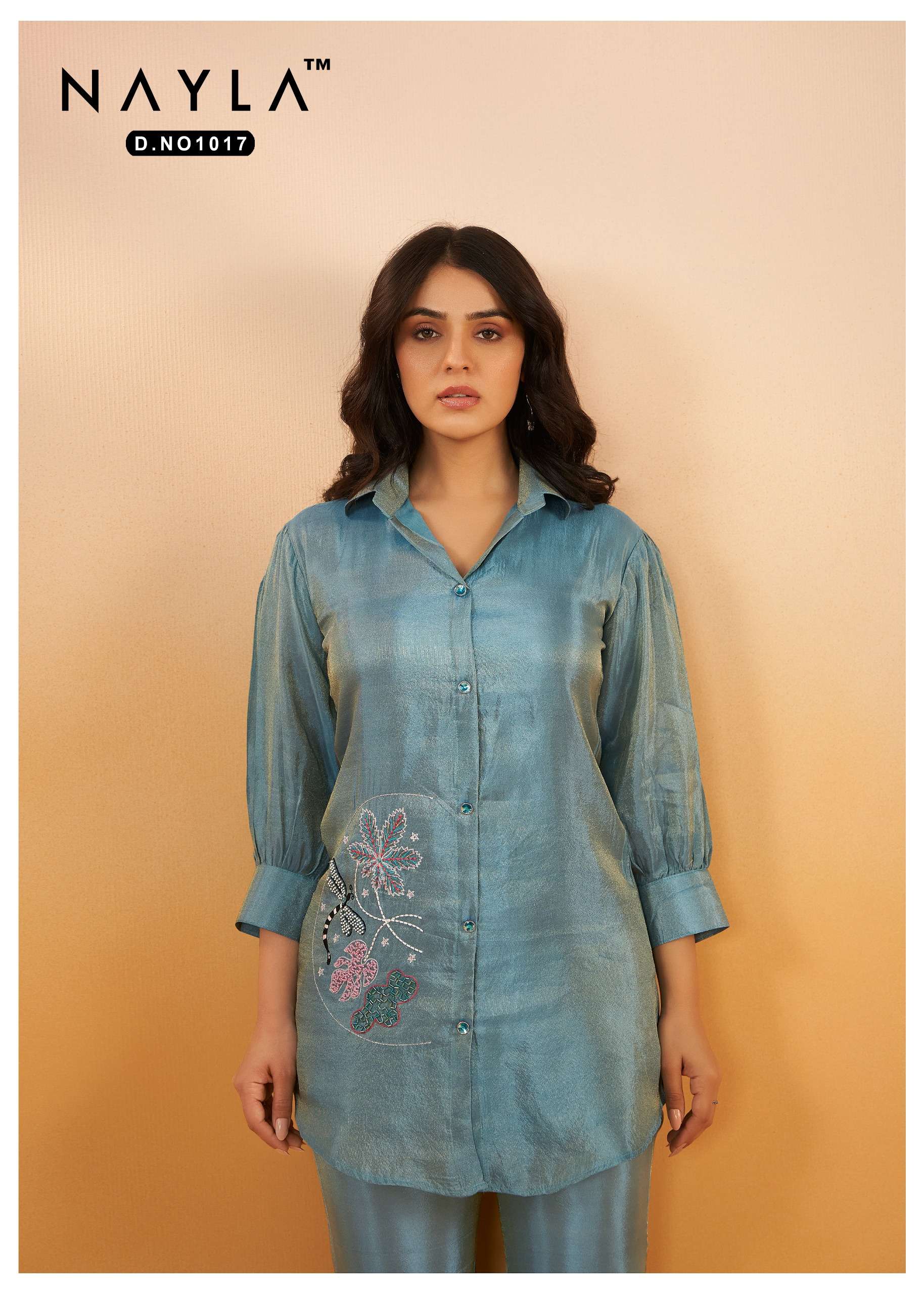 nayla 1017 viscose silk fabric cord set wholesale collection surat 