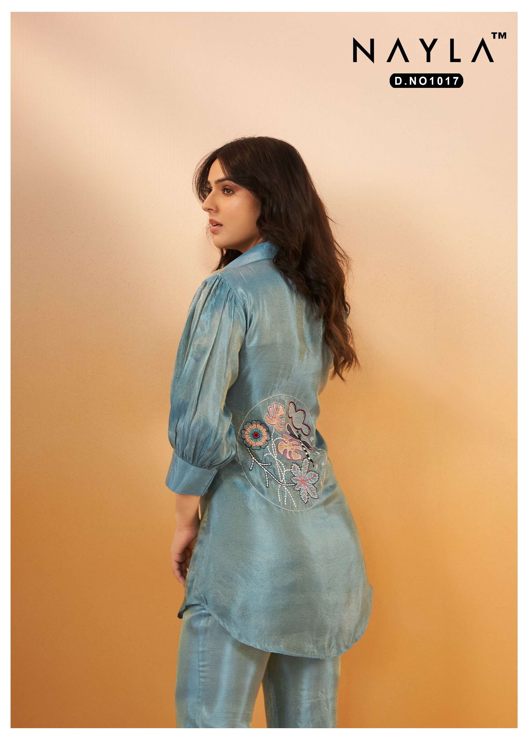 nayla 1017 viscose silk fabric cord set wholesale collection surat 