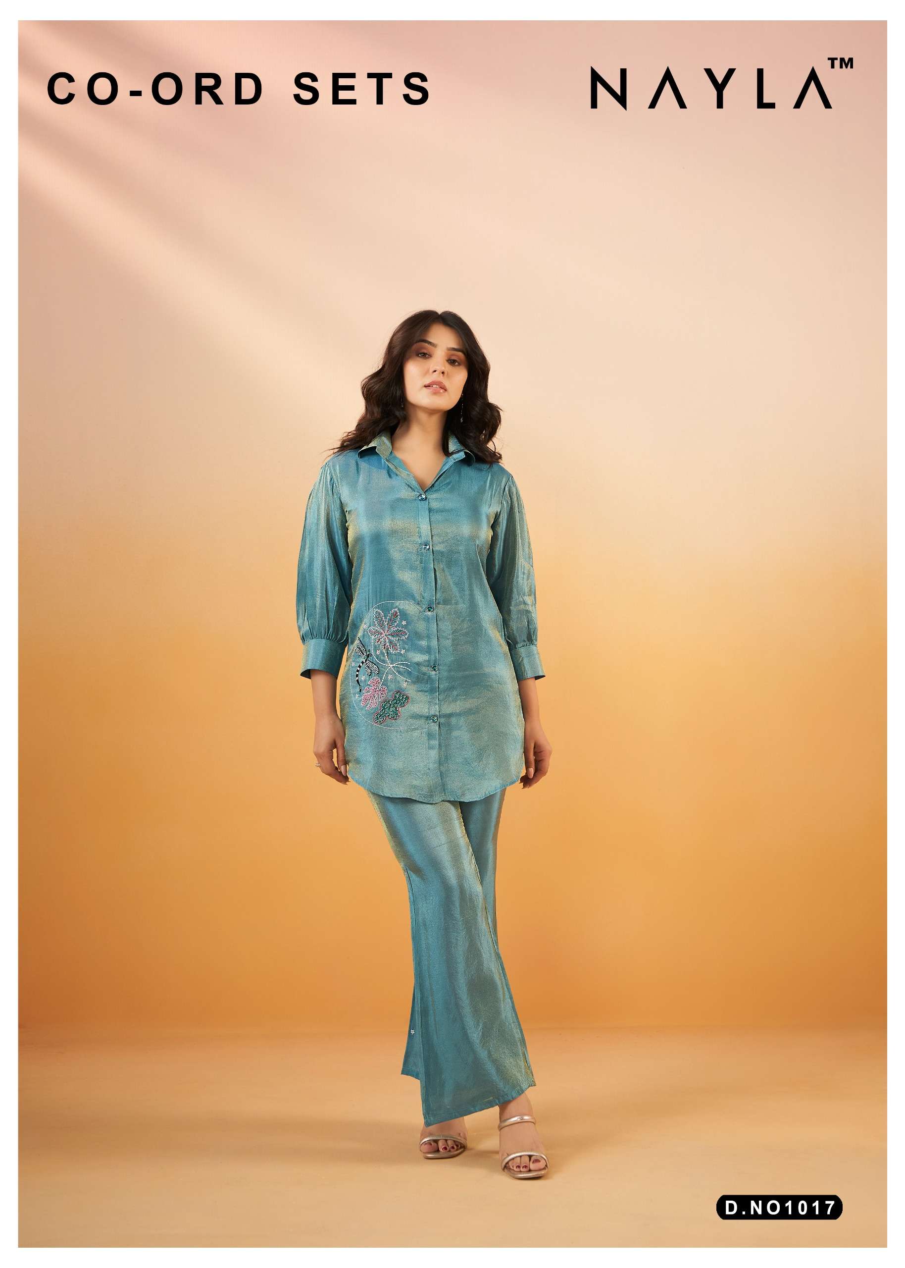 nayla 1017 viscose silk fabric cord set wholesale collection surat 