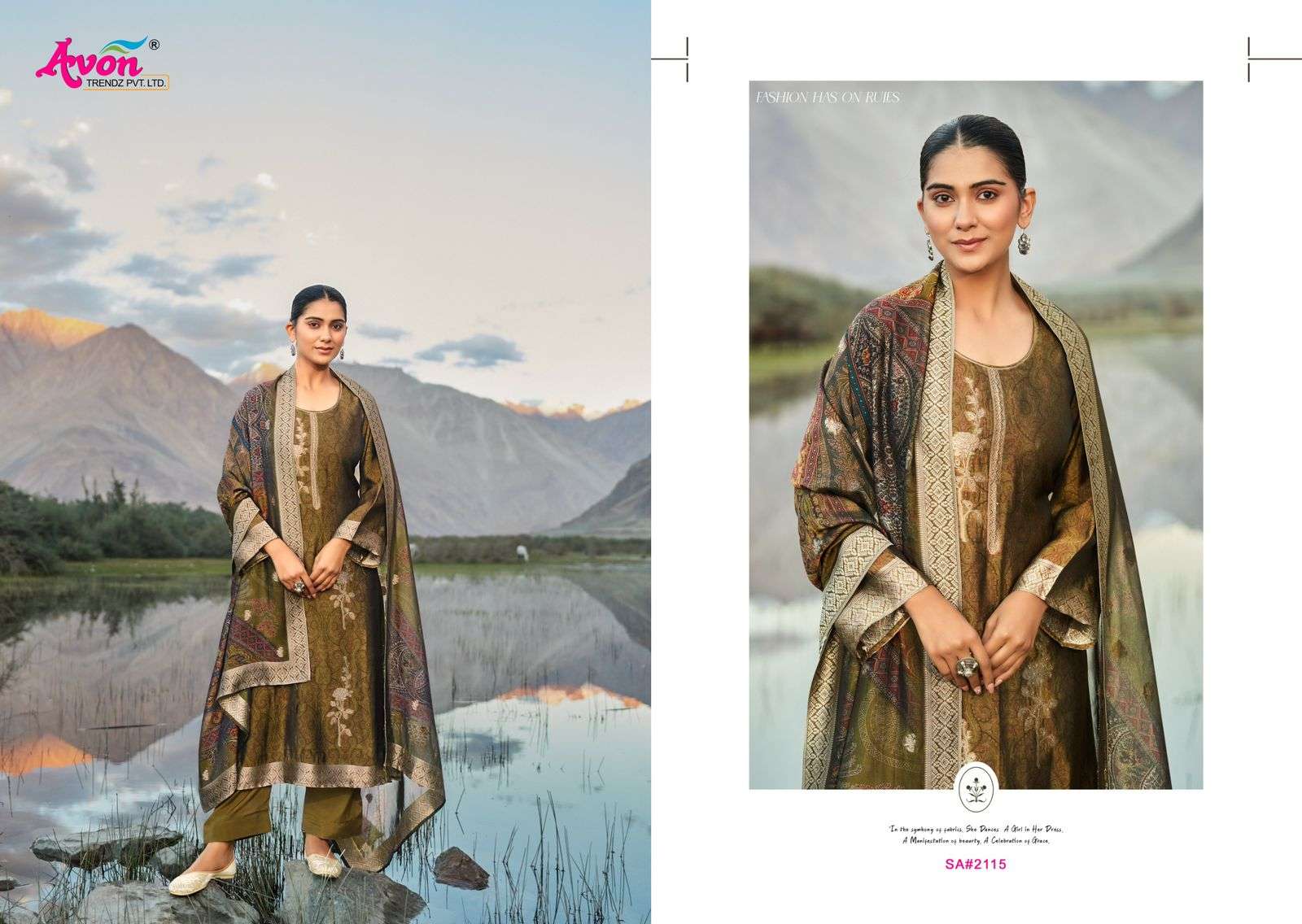 saundarya by avon trendz 2115-2118 series italian viscose silk salwar kameez party wear suits catalogue surat 