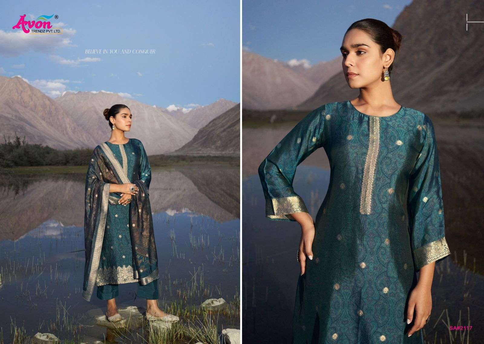 saundarya by avon trendz 2115-2118 series italian viscose silk salwar kameez party wear suits catalogue surat 