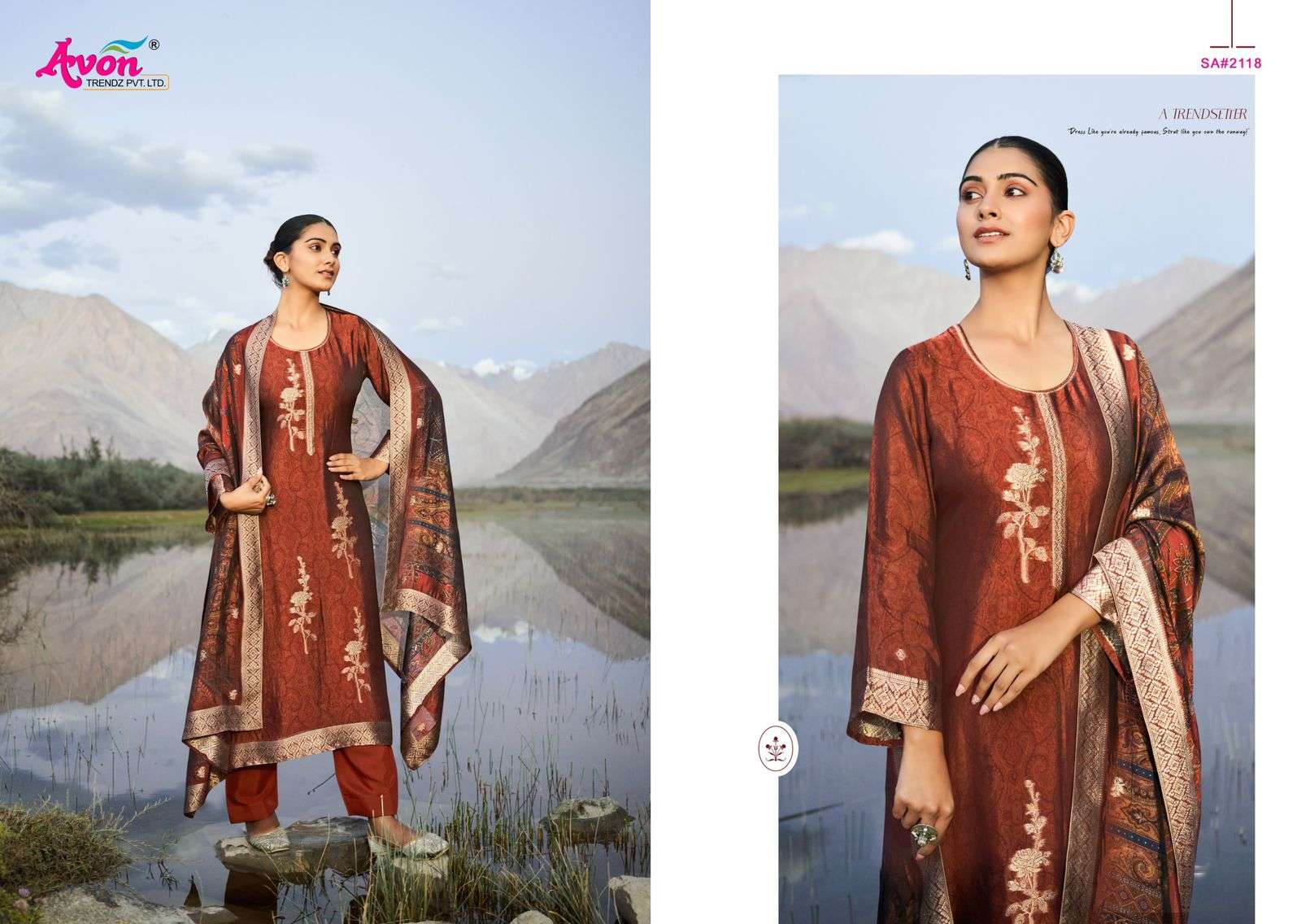 saundarya by avon trendz 2115-2118 series italian viscose silk salwar kameez party wear suits catalogue surat 