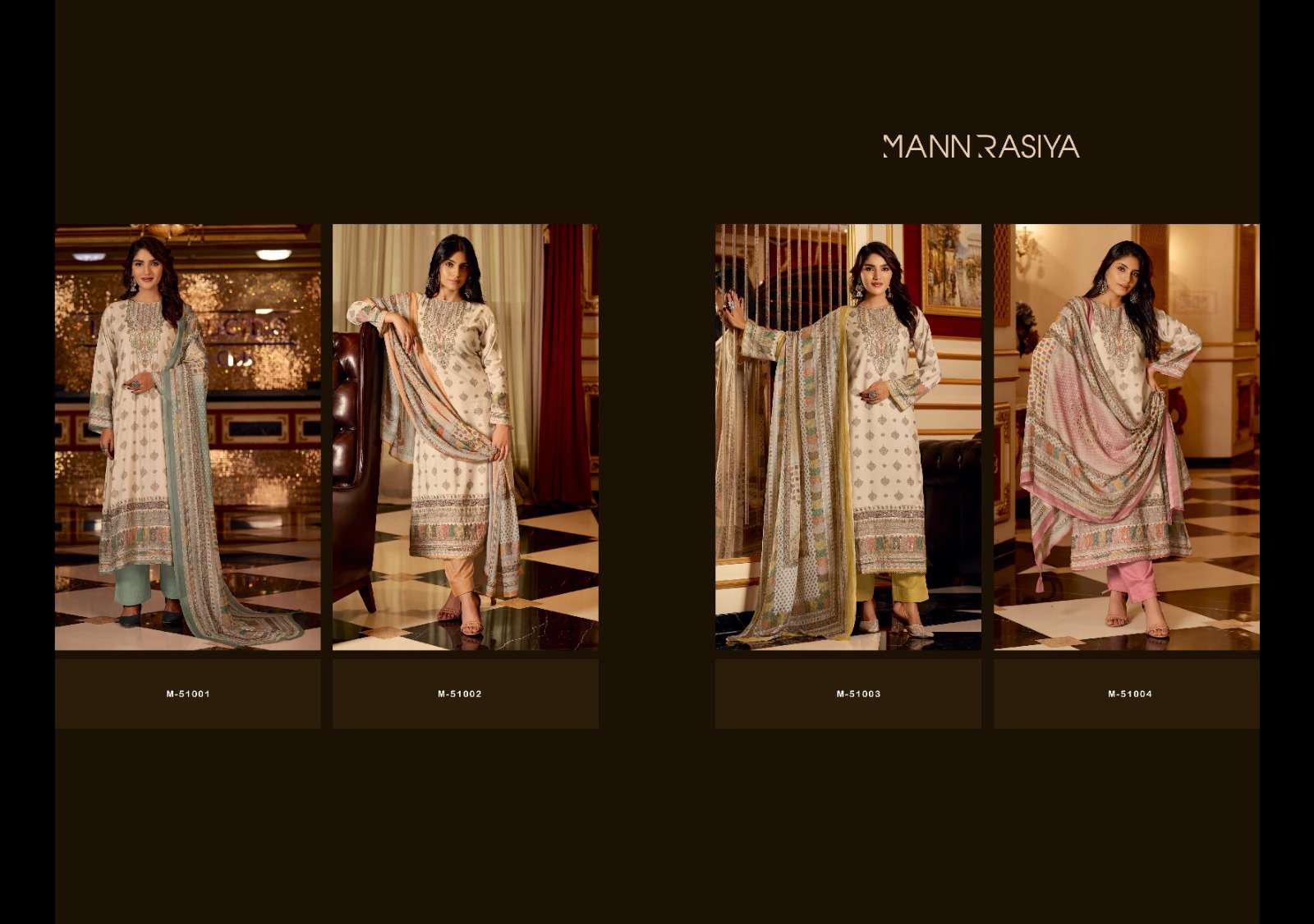 shaina by mannrasiya 51001-51004 series pure muslin digital print with handwork salwar suits catalogue surat 