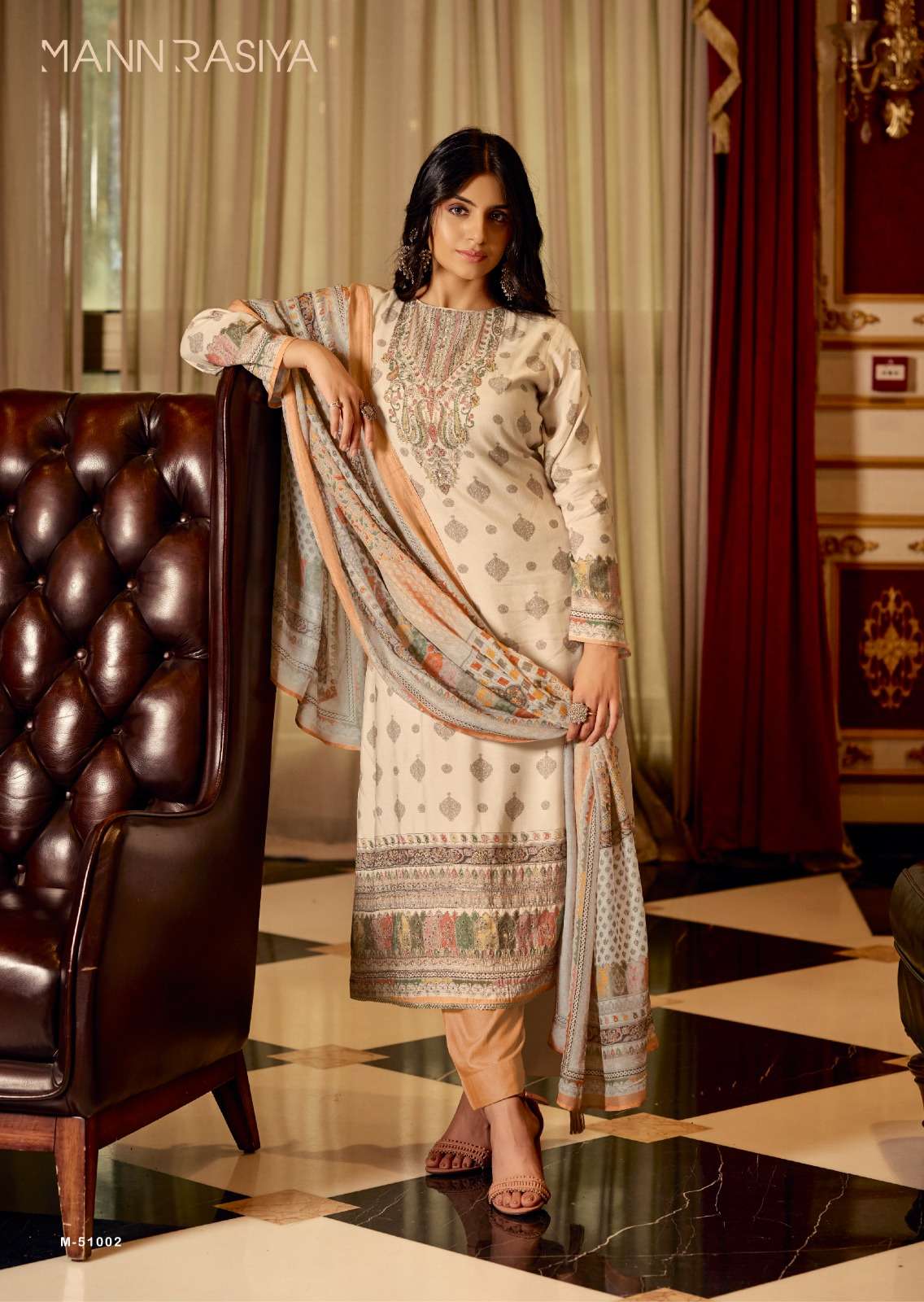 shaina by mannrasiya 51001-51004 series pure muslin digital print with handwork salwar suits catalogue surat 