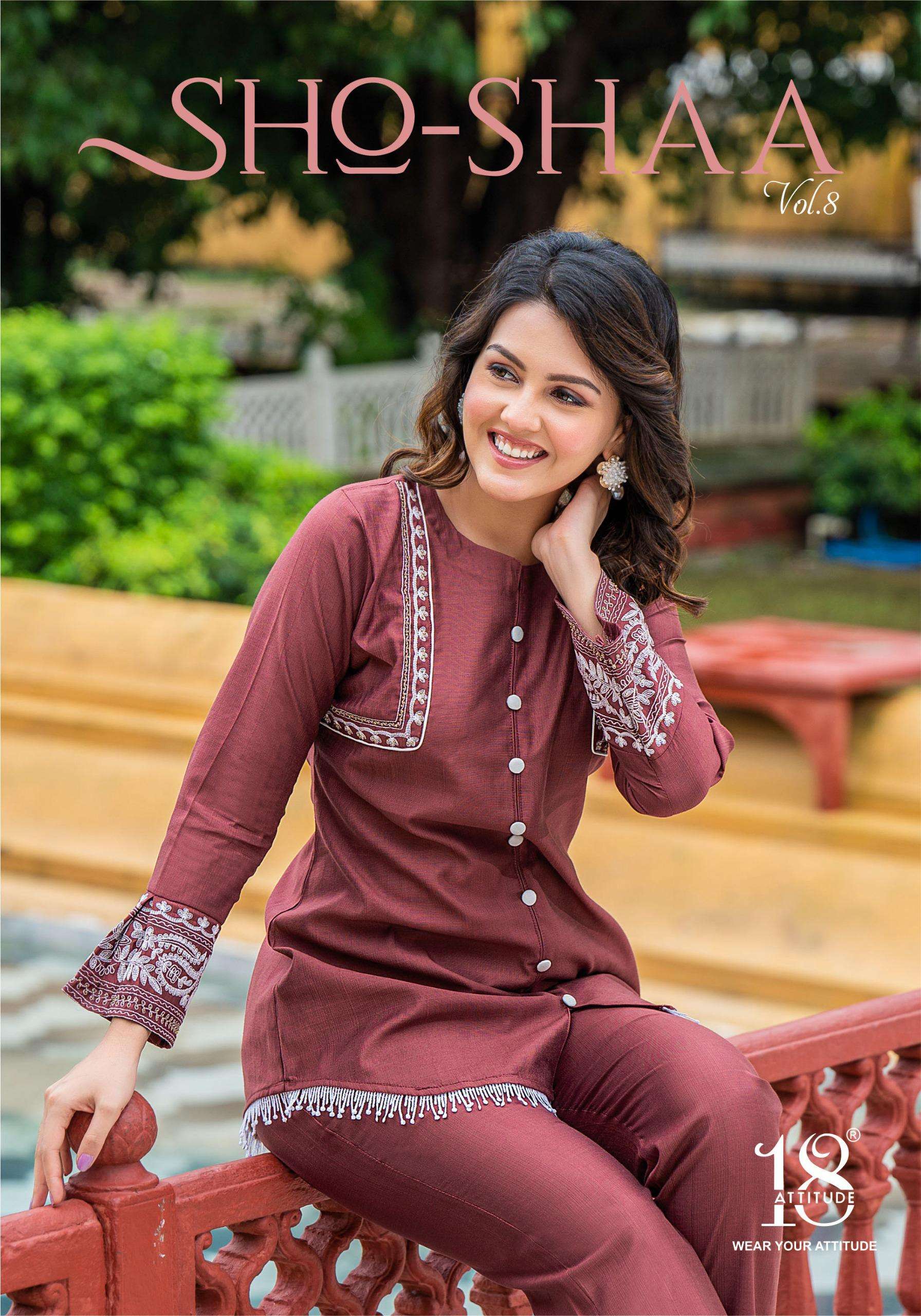 sho shaa vol-8 by 18 attitude 801-807 series daily wear designer fancy cord set wholesale price surat 