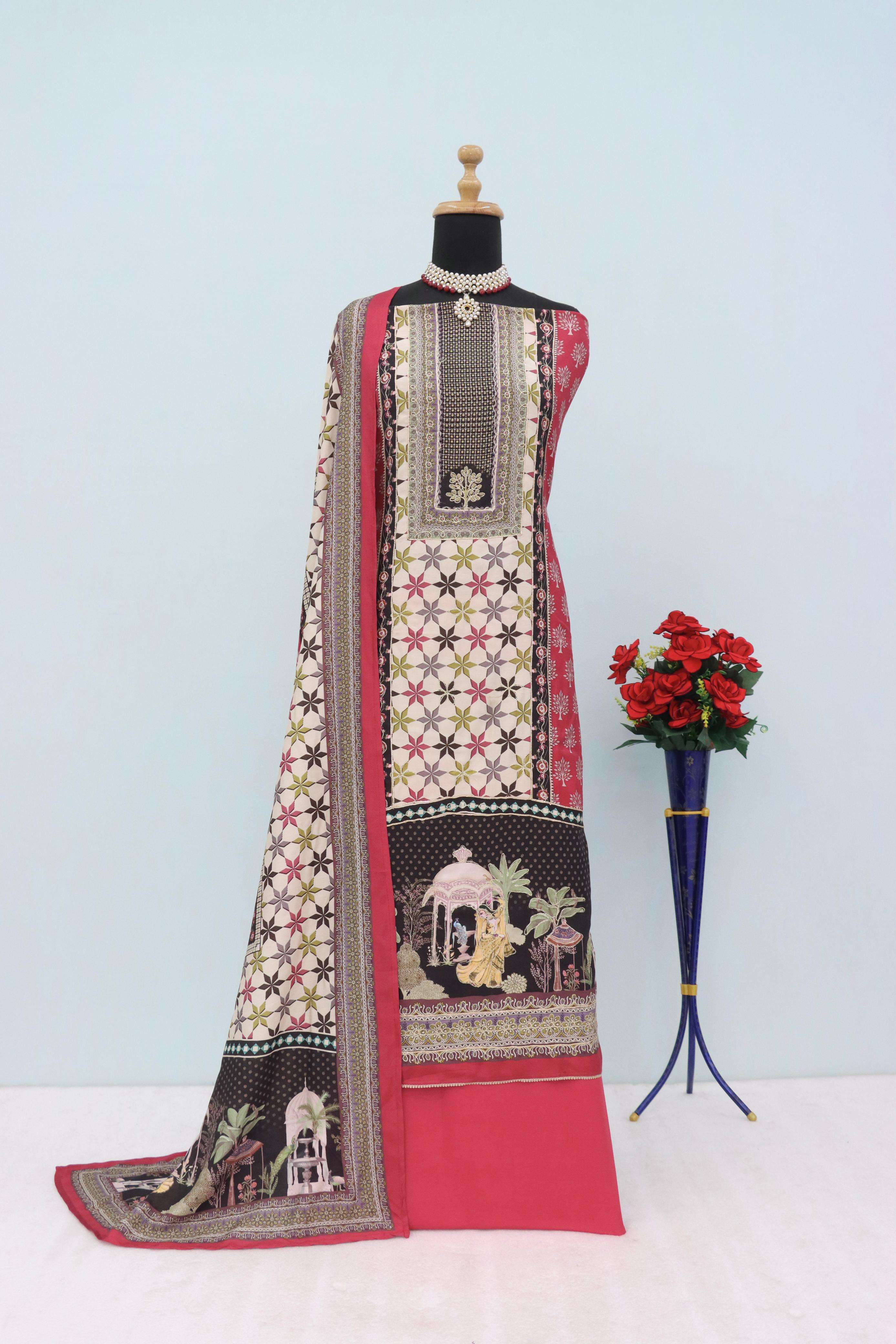 shurooq 101 series unstich designer pure muslin dress material non catalogue wholesaler surat 