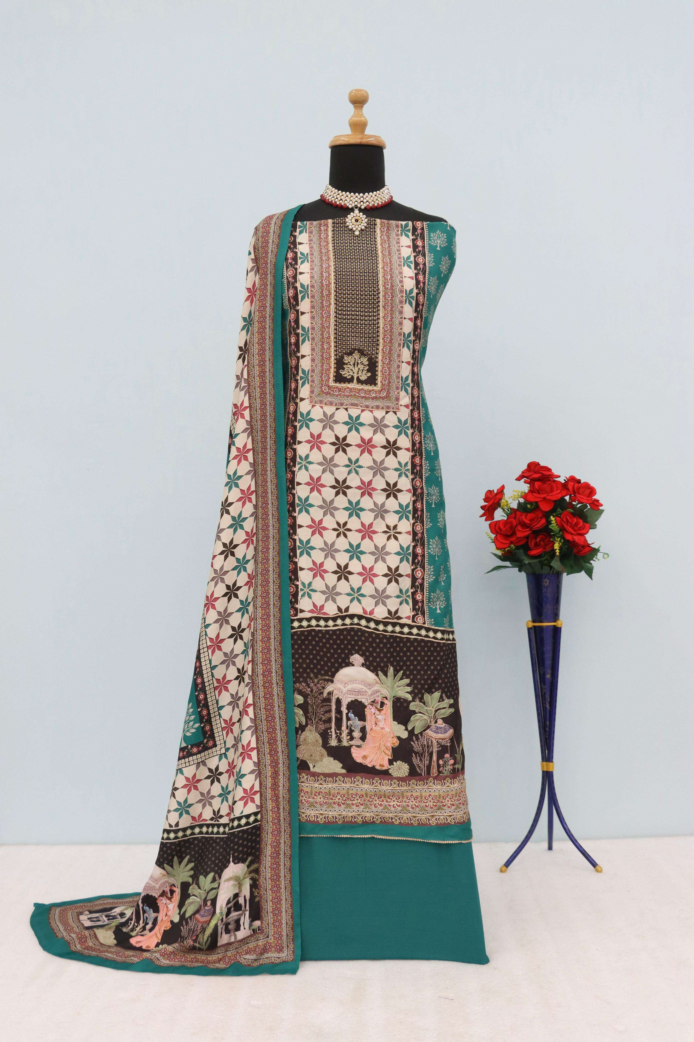 shurooq 101 series unstich designer pure muslin dress material non catalogue wholesaler surat 