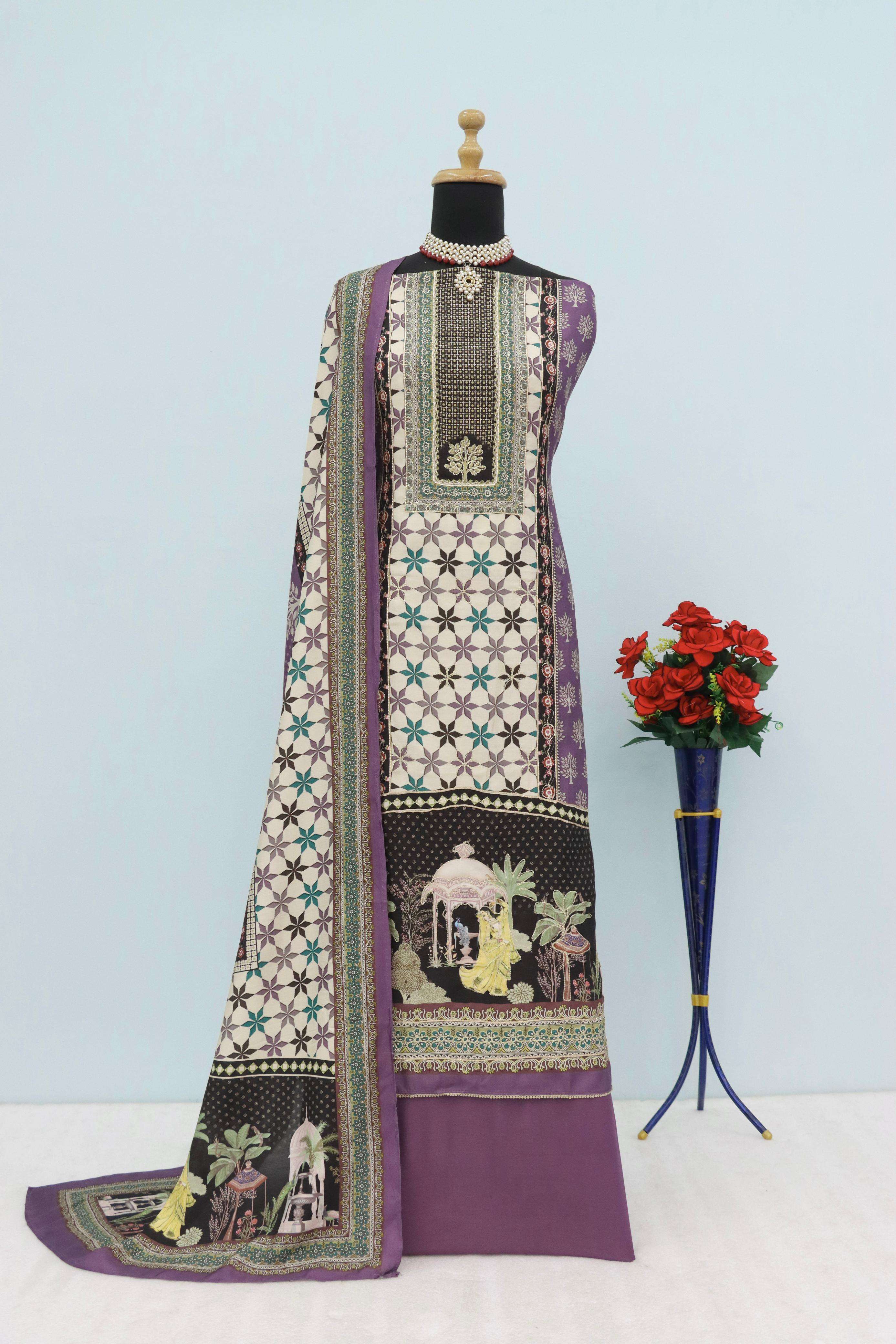 shurooq 101 series unstich designer pure muslin dress material non catalogue wholesaler surat 