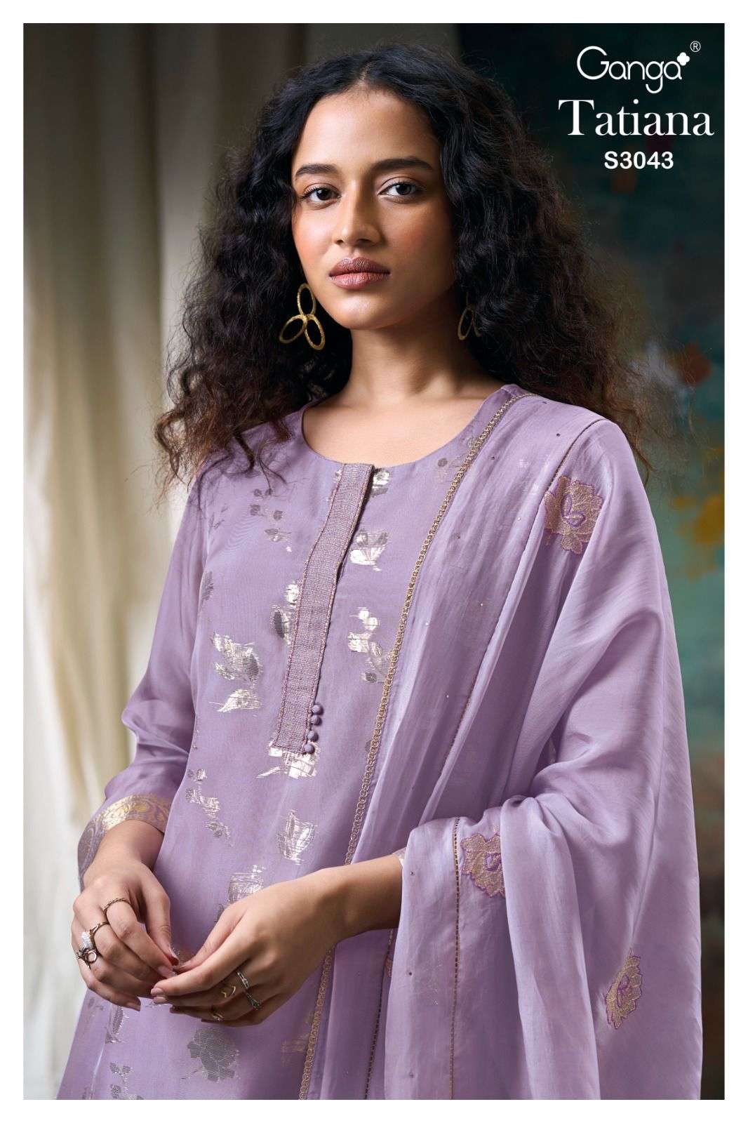 tatiana by ganga 3043 series organza silk jacquard dress material catalogue wholesale collection surat 