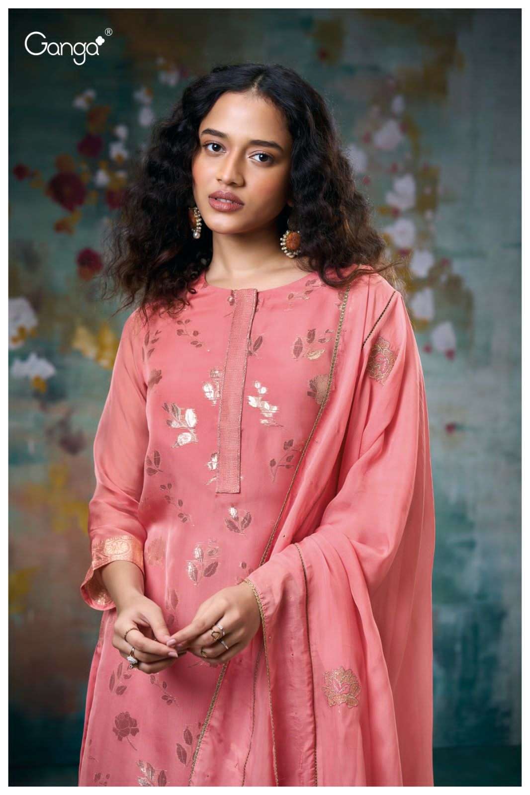 tatiana by ganga 3043 series organza silk jacquard dress material catalogue wholesale collection surat 