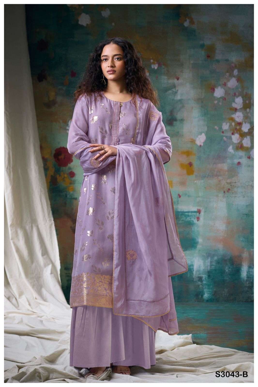 tatiana by ganga 3043 series organza silk jacquard dress material catalogue wholesale collection surat 