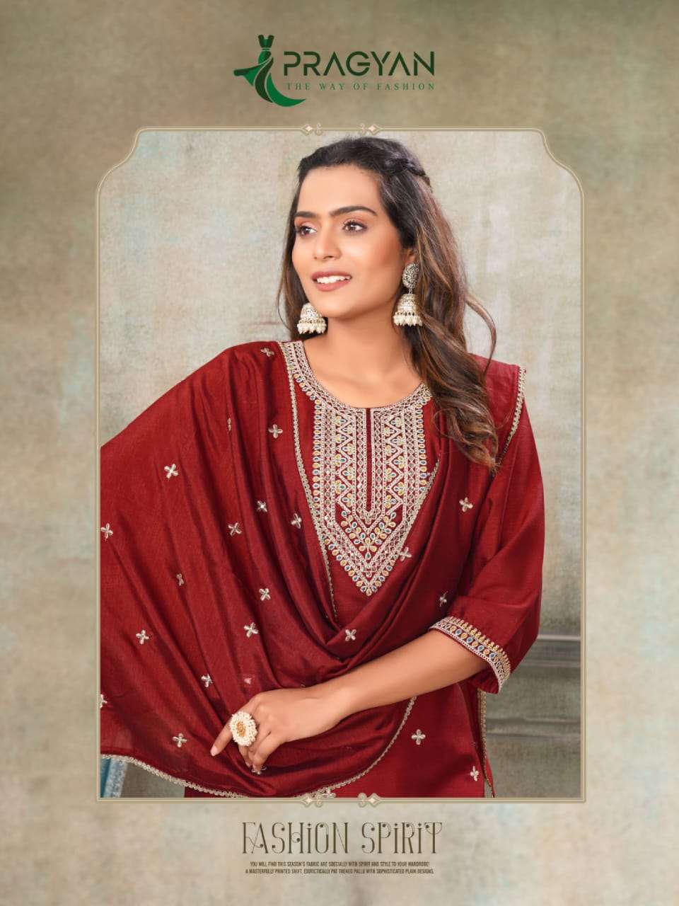 vichitra vol-1 by pragyan 2301-2306 series vichitra fabric with fancy embroidery work dress catalogue online wholesaler surat 