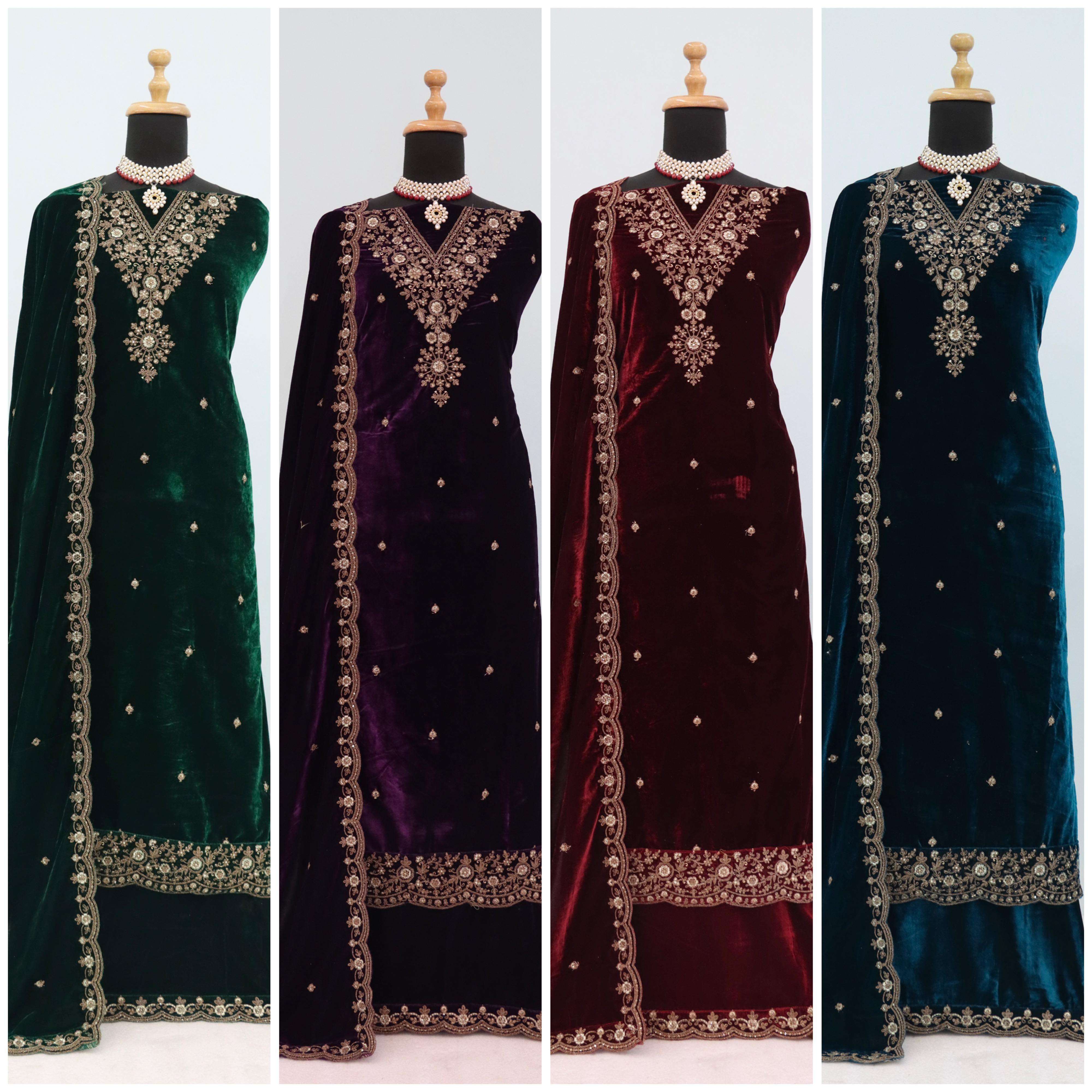 winter collection vol-3 by shurooq winter special velvet dress material non catalogue wholesale shopping surat