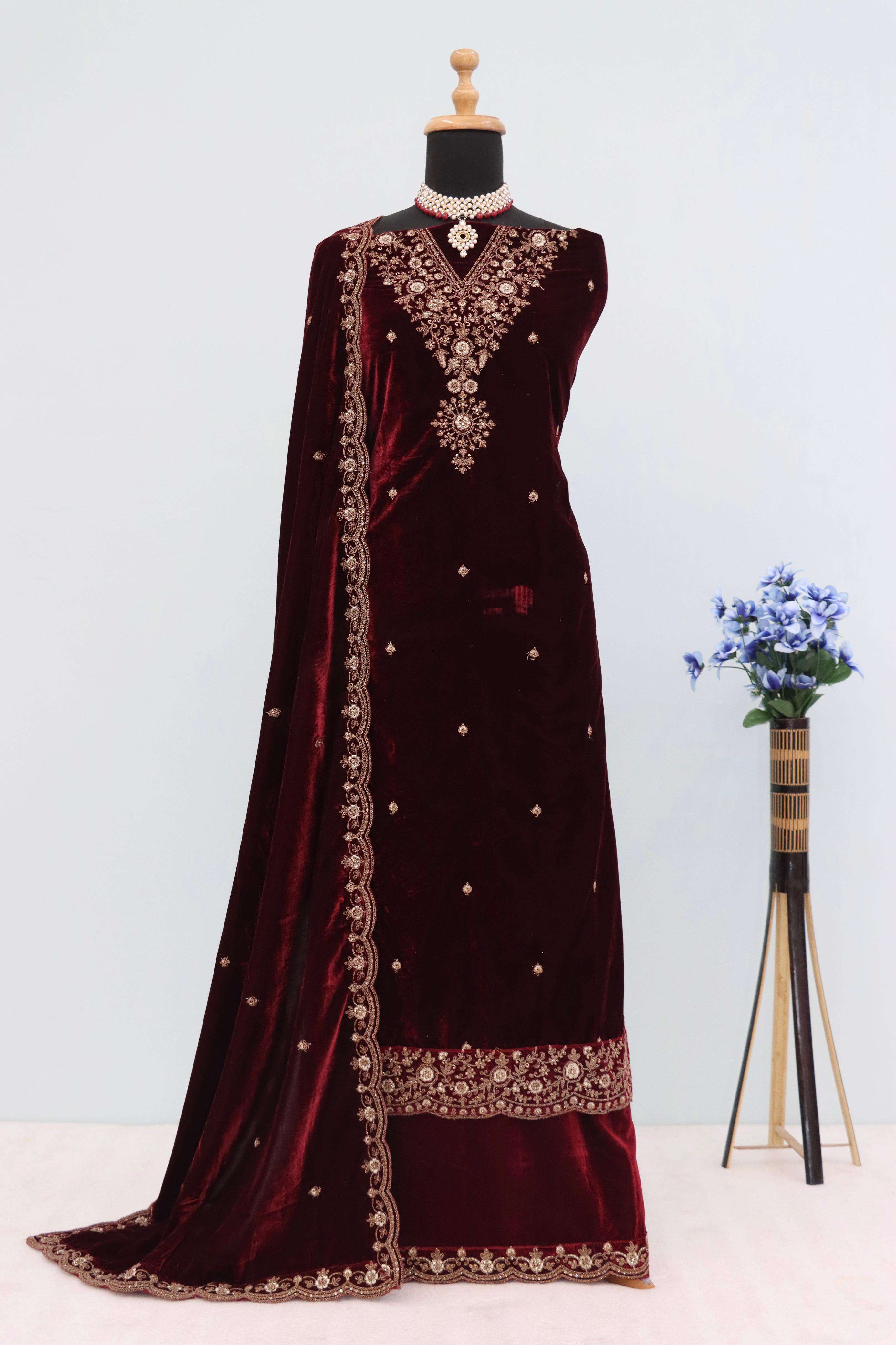 winter collection vol-3 by shurooq winter special velvet dress material non catalogue wholesale shopping surat