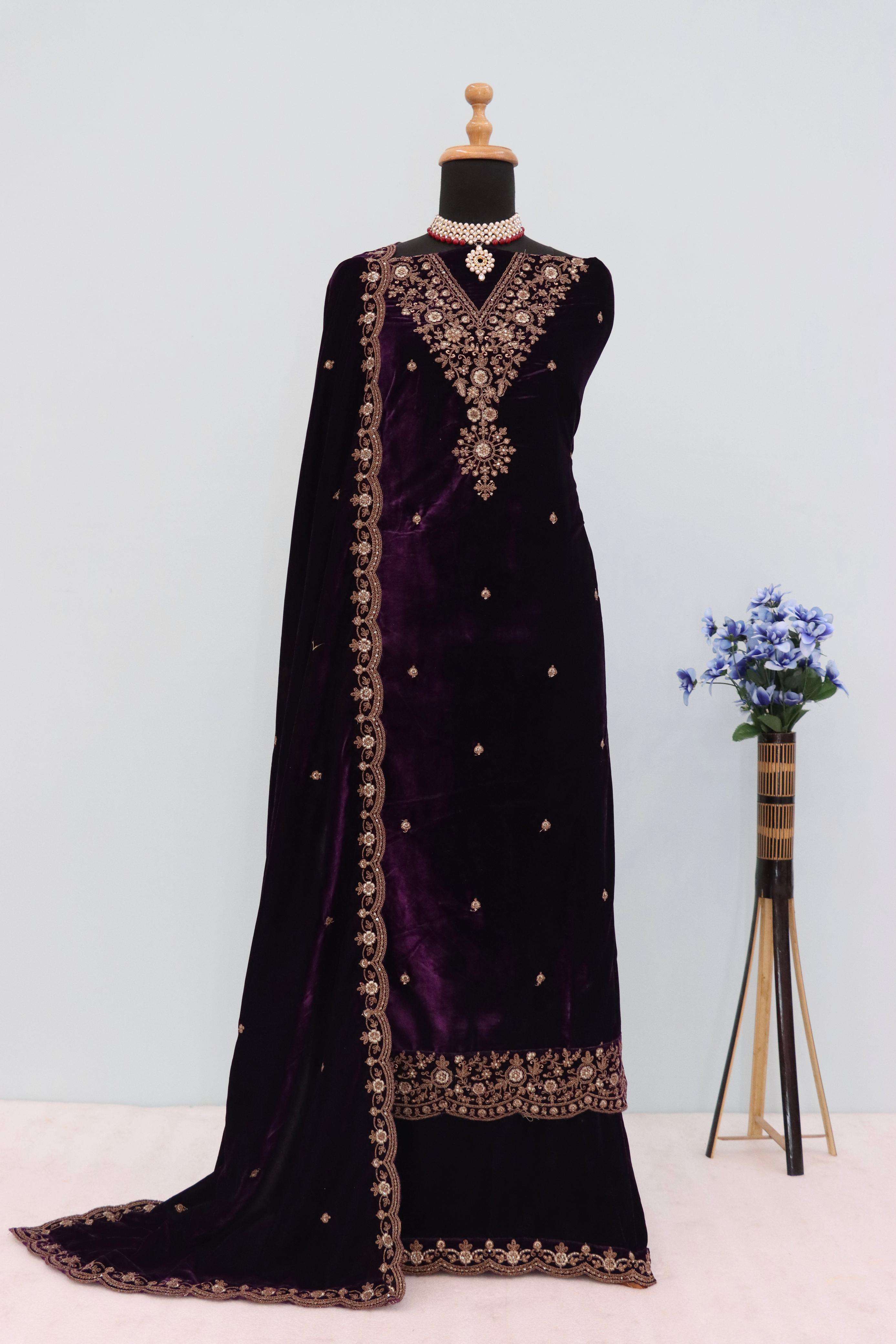 winter collection vol-3 by shurooq winter special velvet dress material non catalogue wholesale shopping surat