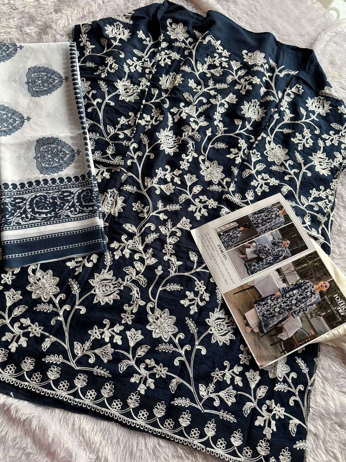 157 colours by johara tex heavy embroidery work organza designer salwar suits catalogue online wholesale surat gujarat