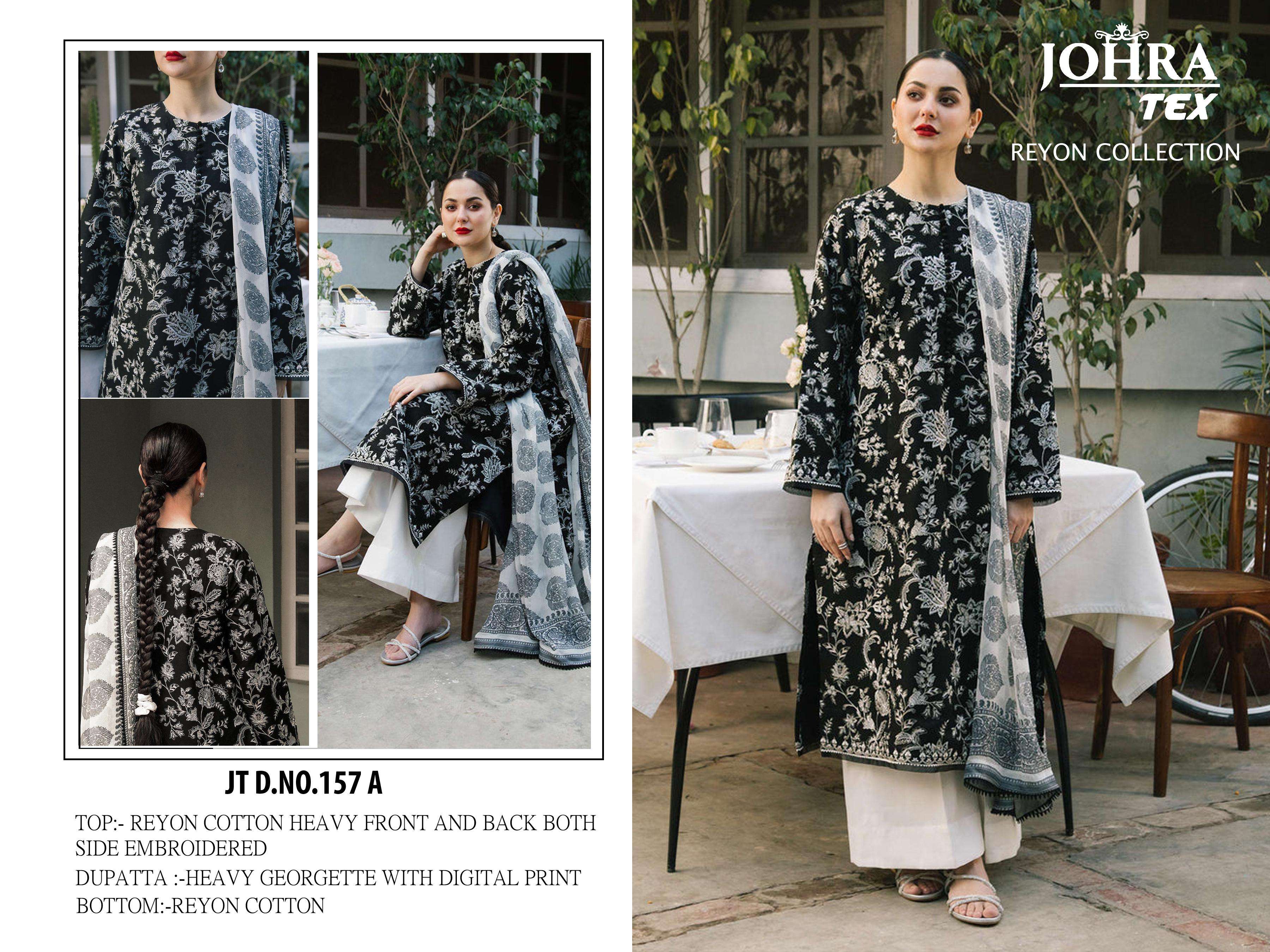 157 colours by johara tex heavy embroidery work organza designer salwar suits catalogue online wholesale surat gujarat