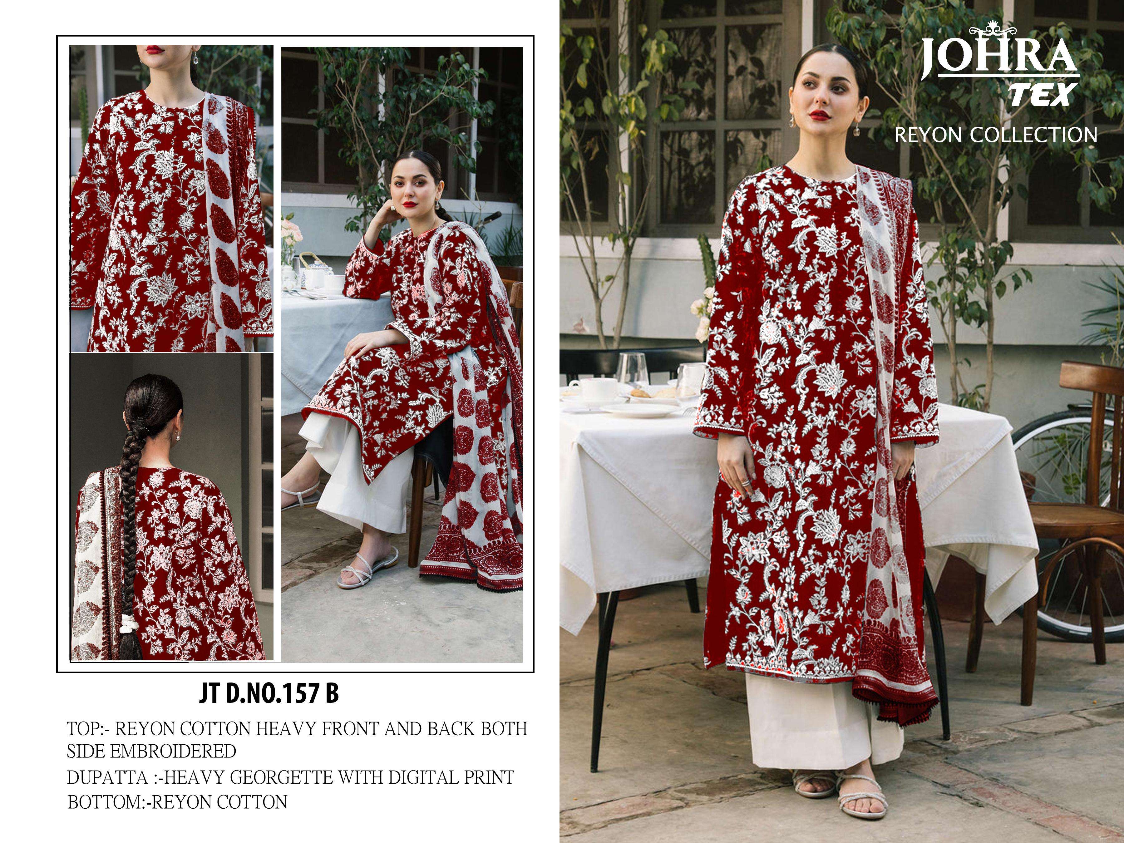 157 colours by johara tex heavy embroidery work organza designer salwar suits catalogue online wholesale surat gujarat