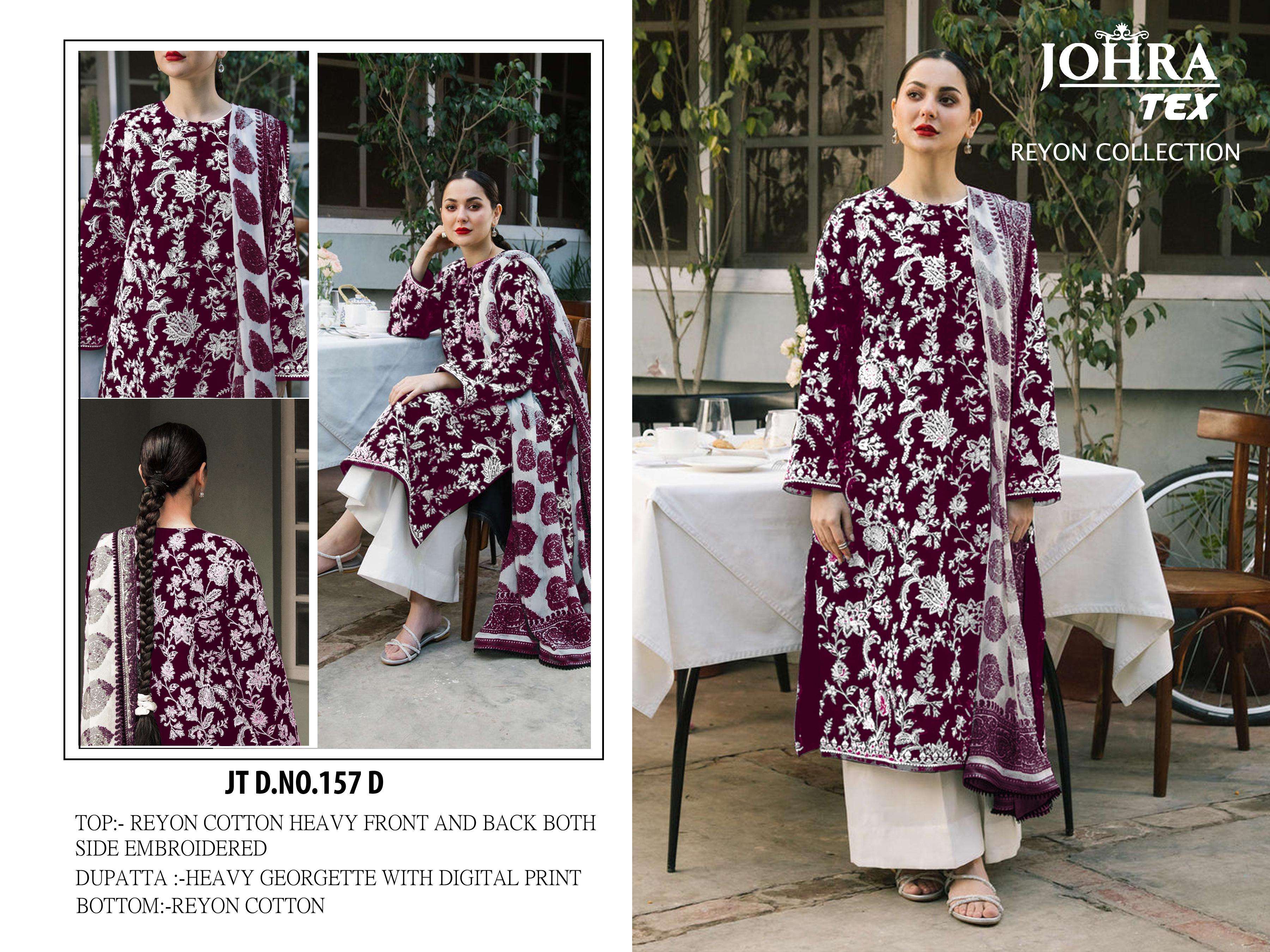 157 colours by johara tex heavy embroidery work organza designer salwar suits catalogue online wholesale surat gujarat