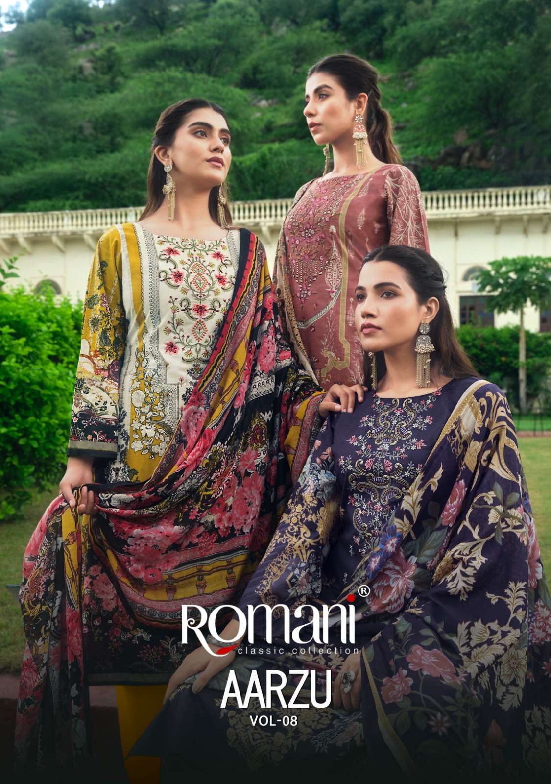 aarzu vol-8 by romani unstich designer salwar kameez catalogue wholesaler surat gujarat