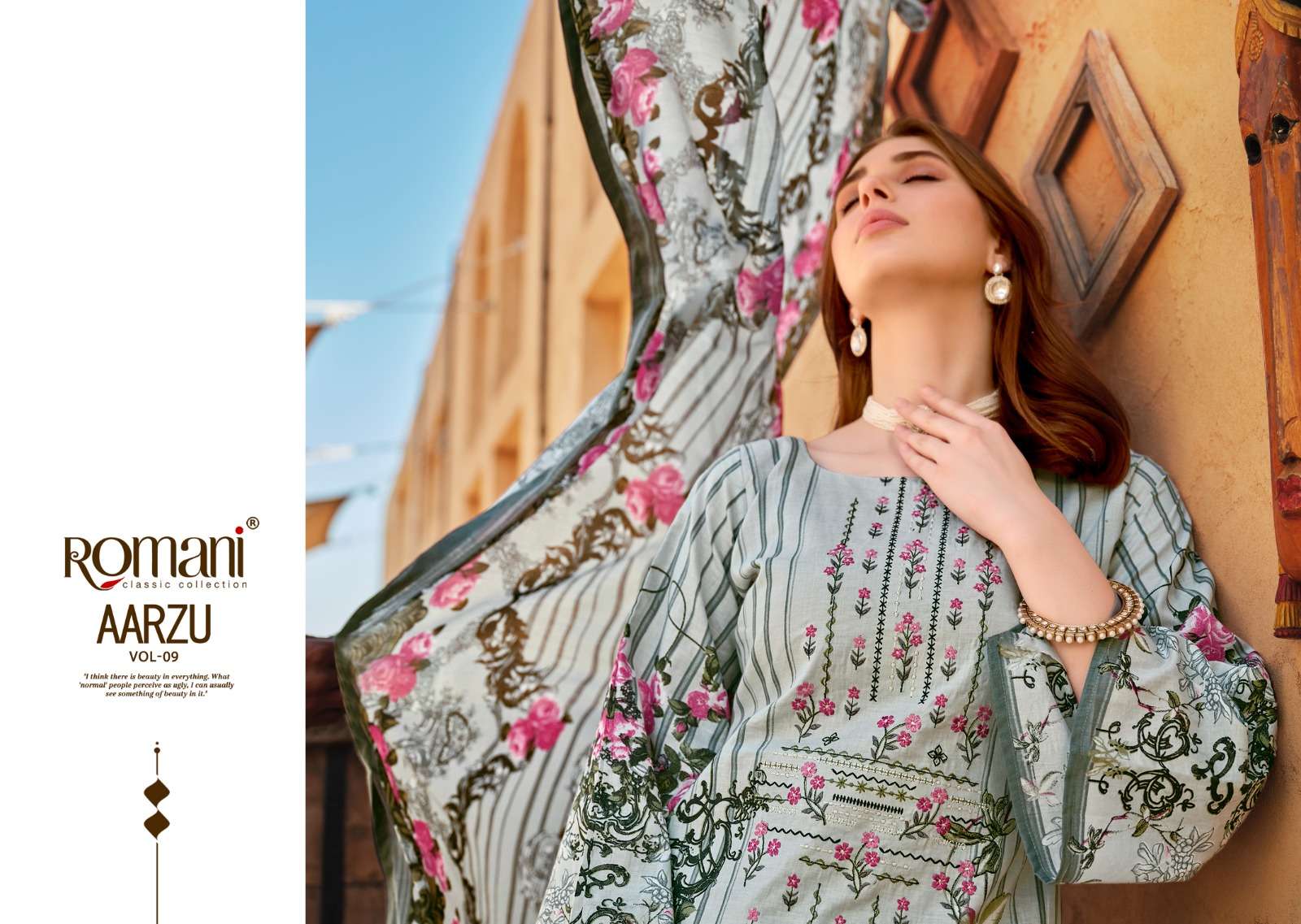 aarzu vol-9 by romani soft cotton designer salwar kameez catalogue wholesaler surat gujrat