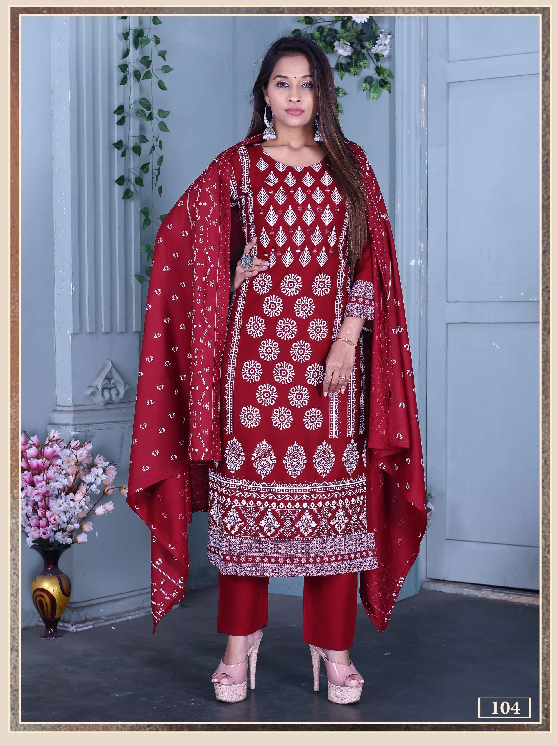 ankita vol-4 by kavya 101-108 series rayon printed with handwork kurtis catalogue wholesaler surat gujarat 