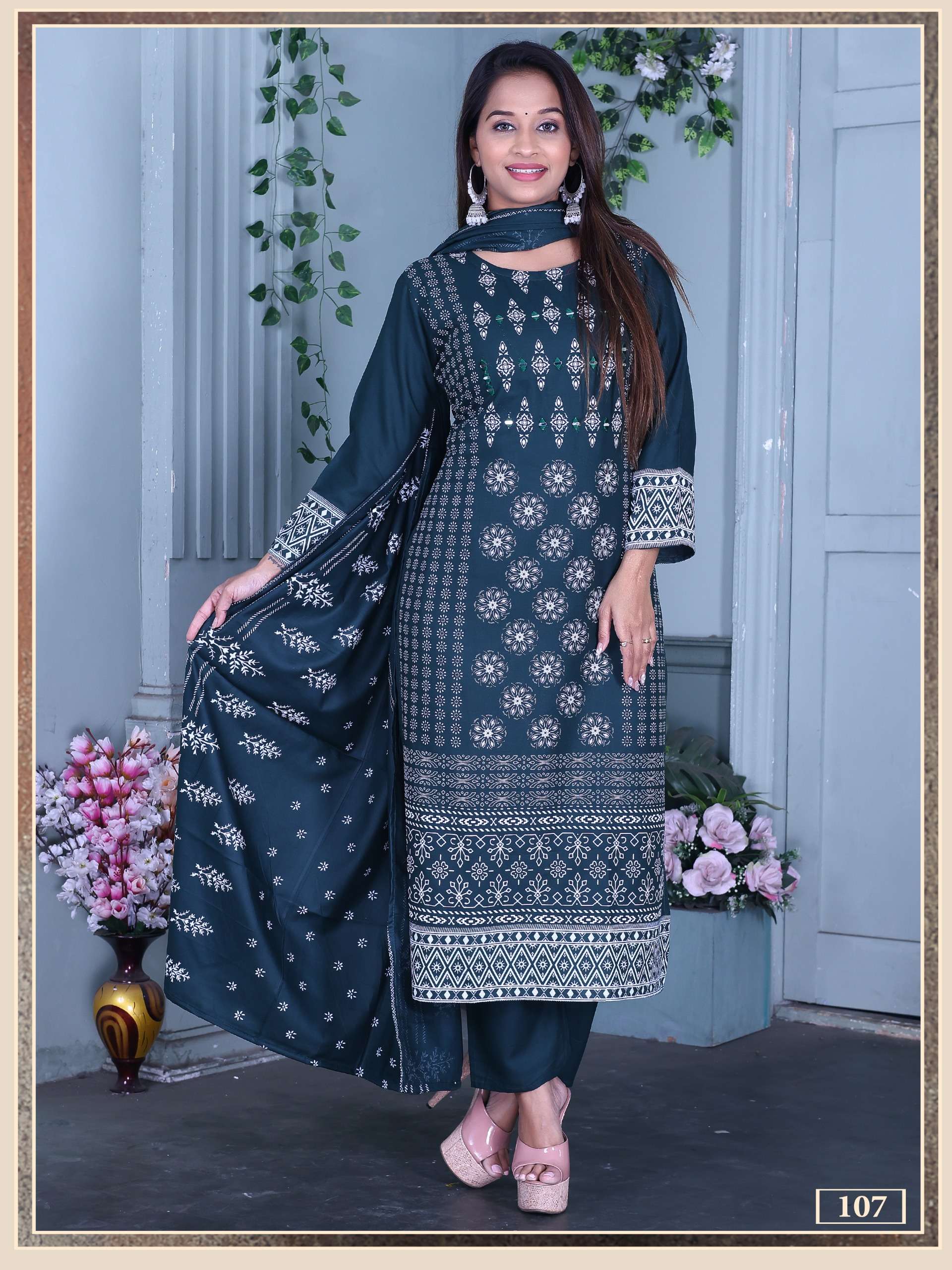 ankita vol-4 by kavya 101-108 series rayon printed with handwork kurtis catalogue wholesaler surat gujarat 