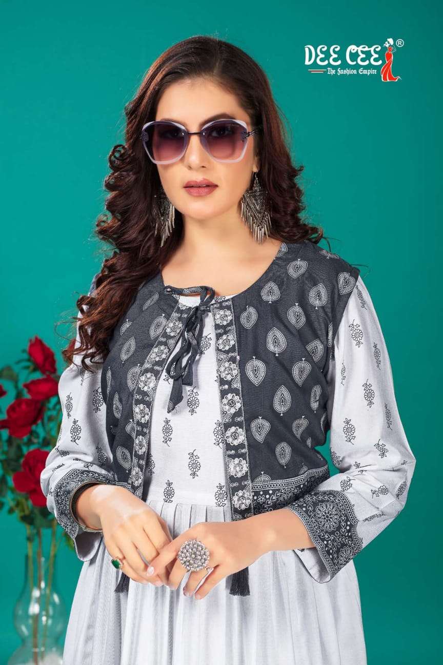 bhuvi by deecee 101-106 series rayon designer fancy kurtis latest catalogue wholesale supplier surat 