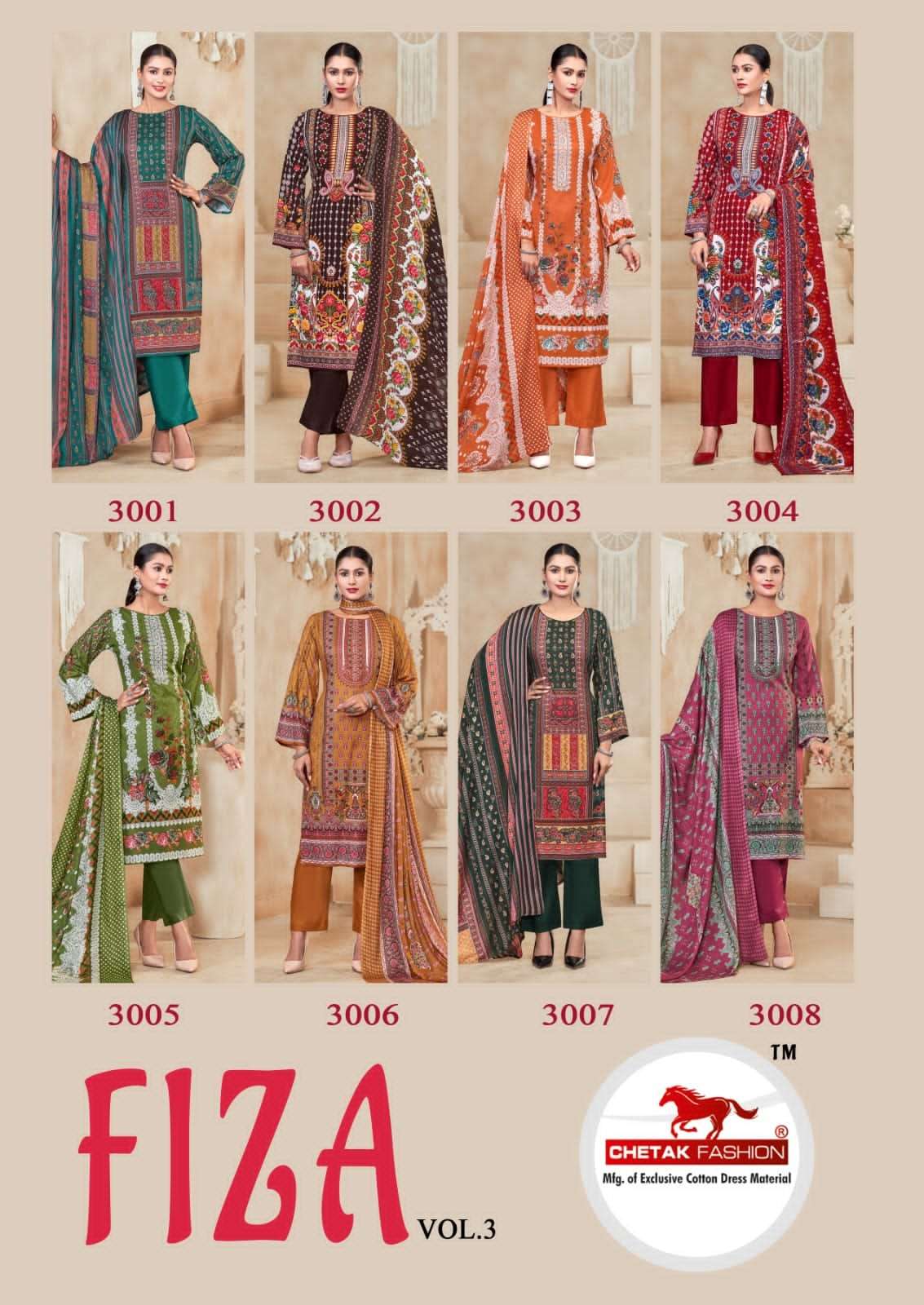 fiza vol-2 by chetak fashion 3001-3008 series designer party wear suit catalogue online wholesale market surat gujarat 