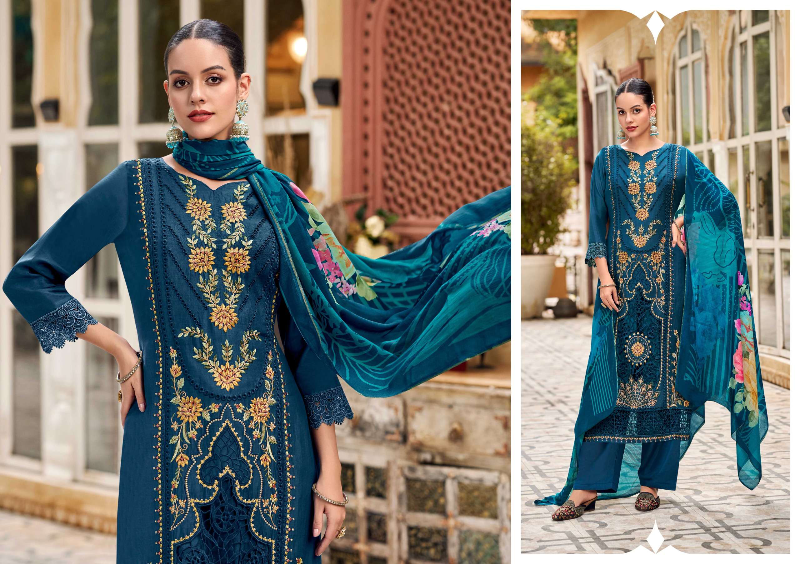 gulistaan by varaa fab 501-506 series pure bemberg muslin salwar suits catalogue wholesale rate dealer surat 