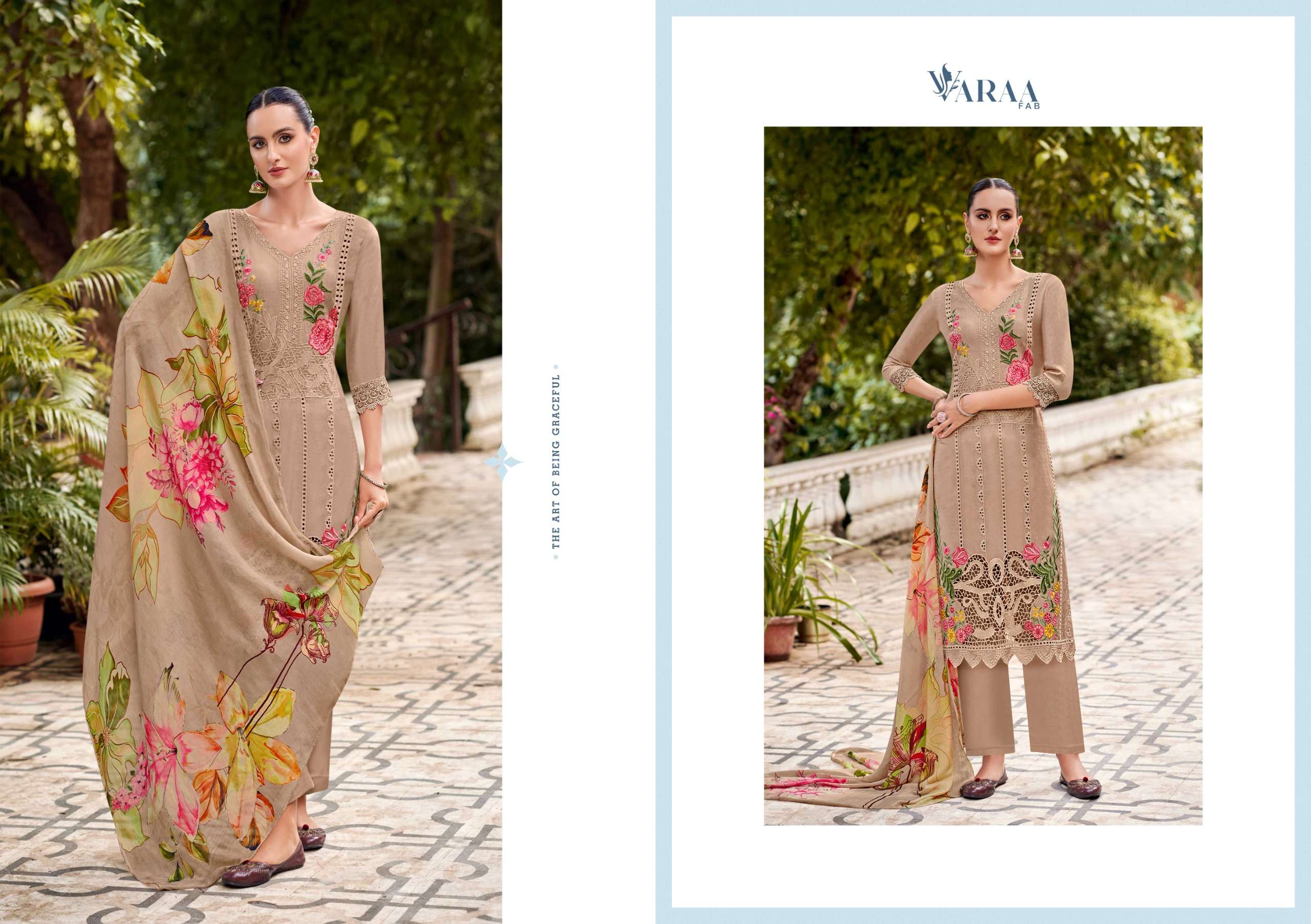 gulistaan by varaa fab 501-506 series pure bemberg muslin salwar suits catalogue wholesale rate dealer surat 