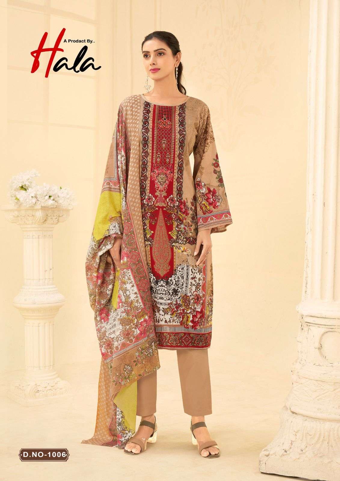 hala naira vol-1 1001-1008 series pure lawn cotton dress material catalogue manufacturer surat gujarat 