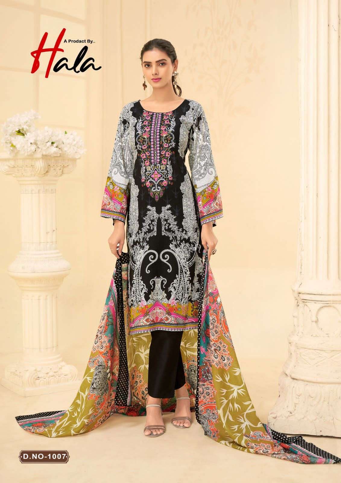 hala naira vol-1 1001-1008 series pure lawn cotton dress material catalogue manufacturer surat gujarat 