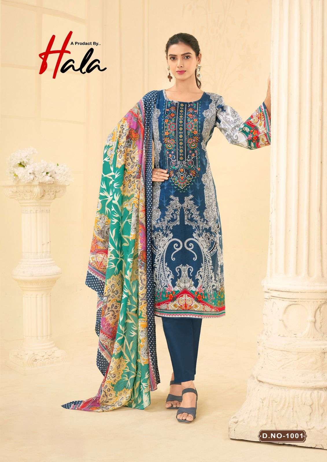 hala naira vol-1 1001-1008 series pure lawn cotton dress material catalogue manufacturer surat gujarat 