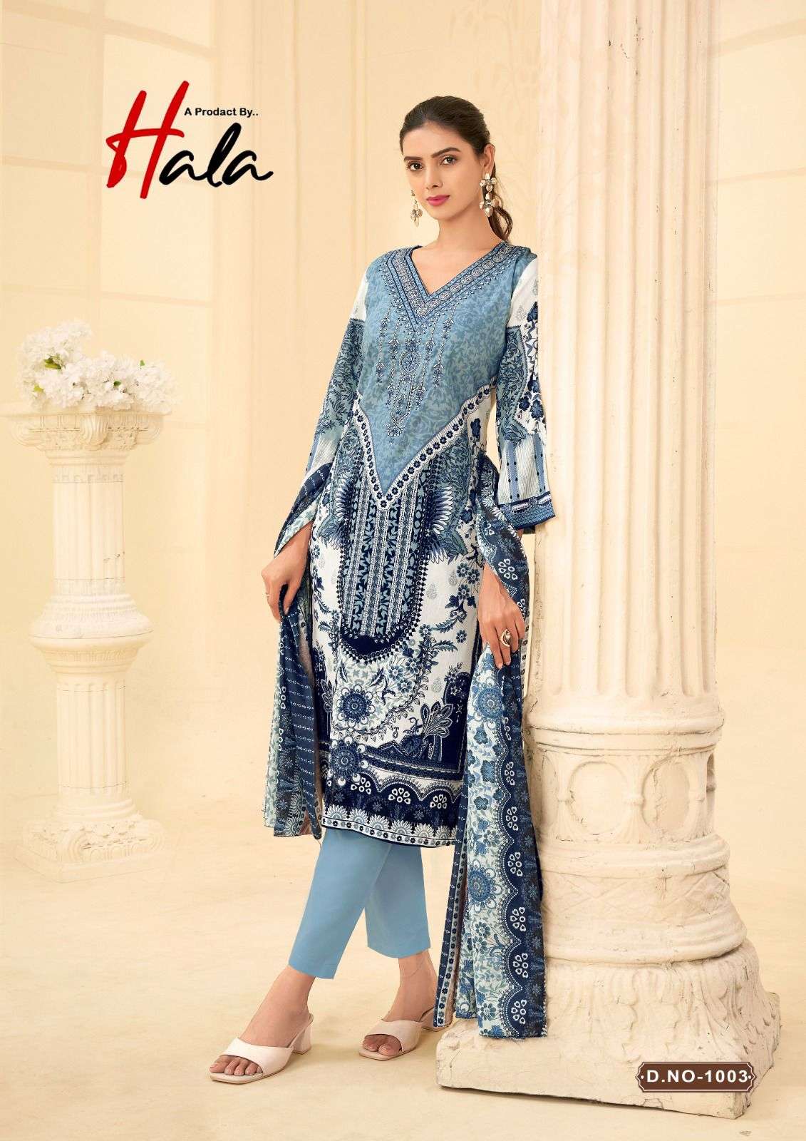 hala naira vol-1 1001-1008 series pure lawn cotton dress material catalogue manufacturer surat gujarat 