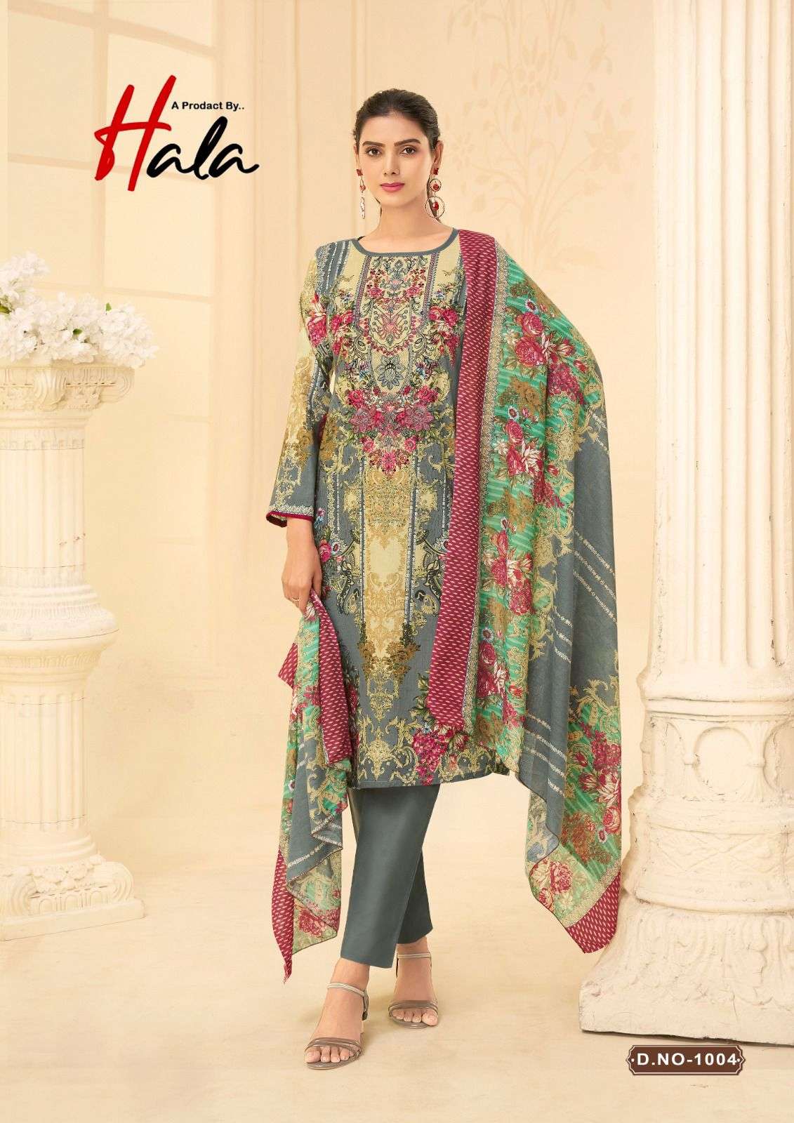 hala naira vol-1 1001-1008 series pure lawn cotton dress material catalogue manufacturer surat gujarat 