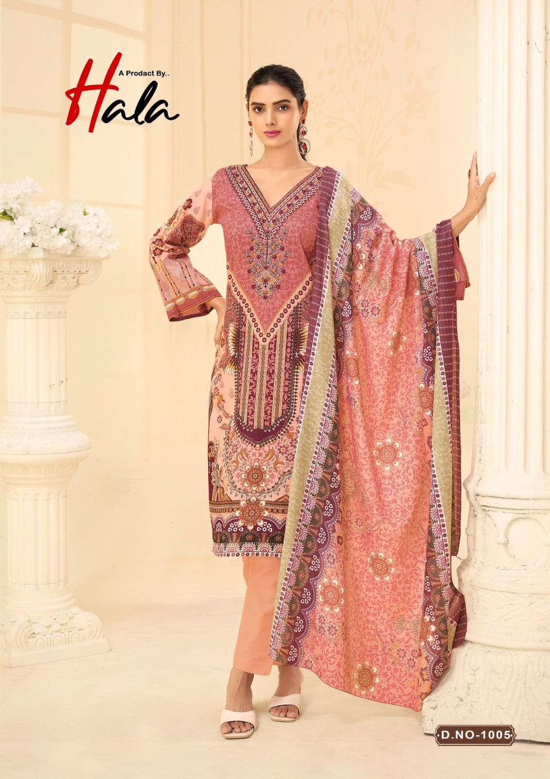 hala naira vol-1 1001-1008 series pure lawn cotton dress material catalogue manufacturer surat gujarat 