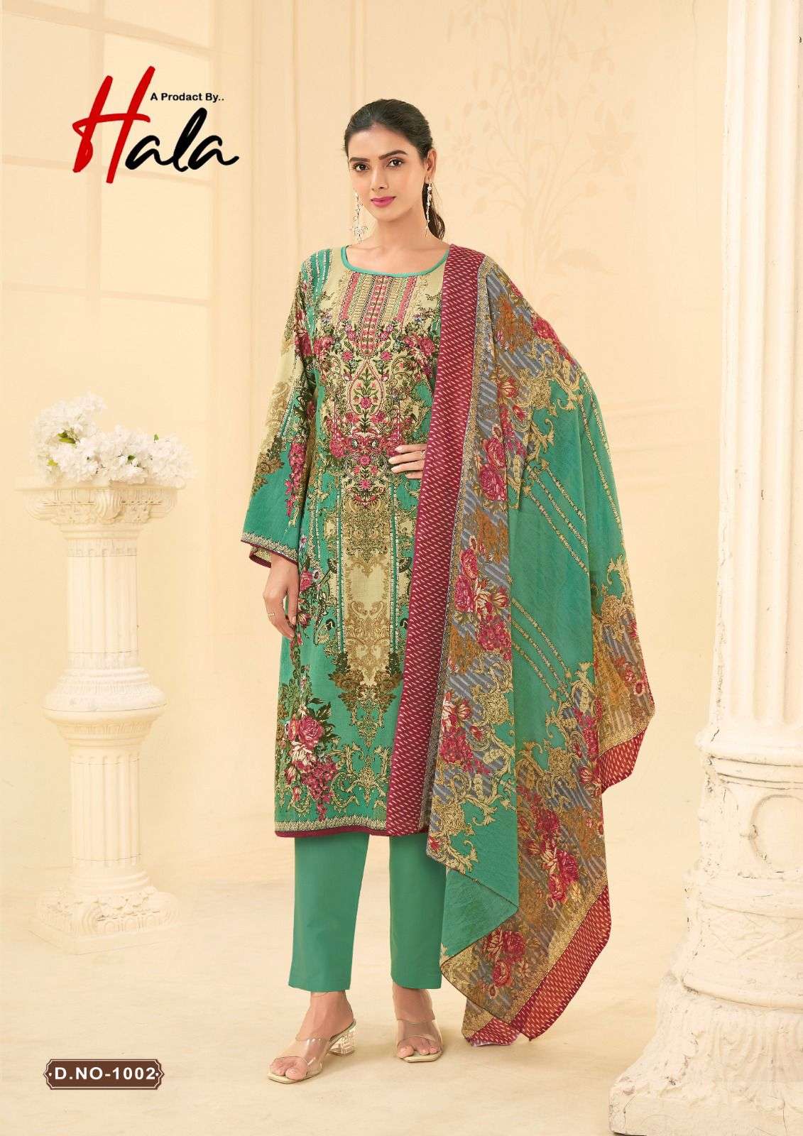 hala naira vol-1 1001-1008 series pure lawn cotton dress material catalogue manufacturer surat gujarat 