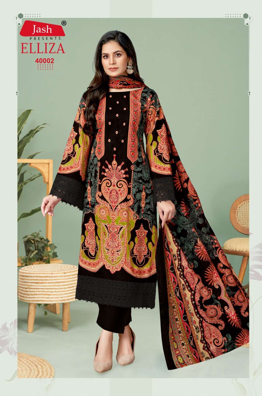 jash elliza-40 40001-40010 colour trendy designer unstich dress material catalogue wholesaler surat gujarat 