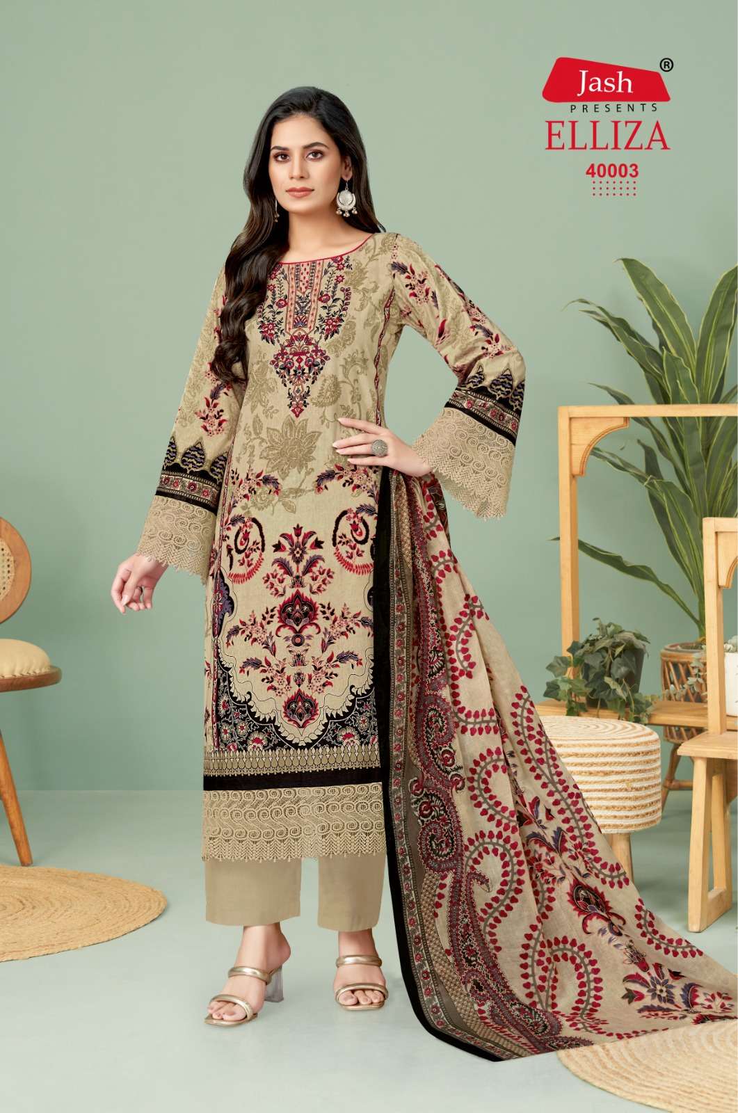 jash elliza-40 40001-40010 colour trendy designer unstich dress material catalogue wholesaler surat gujarat 