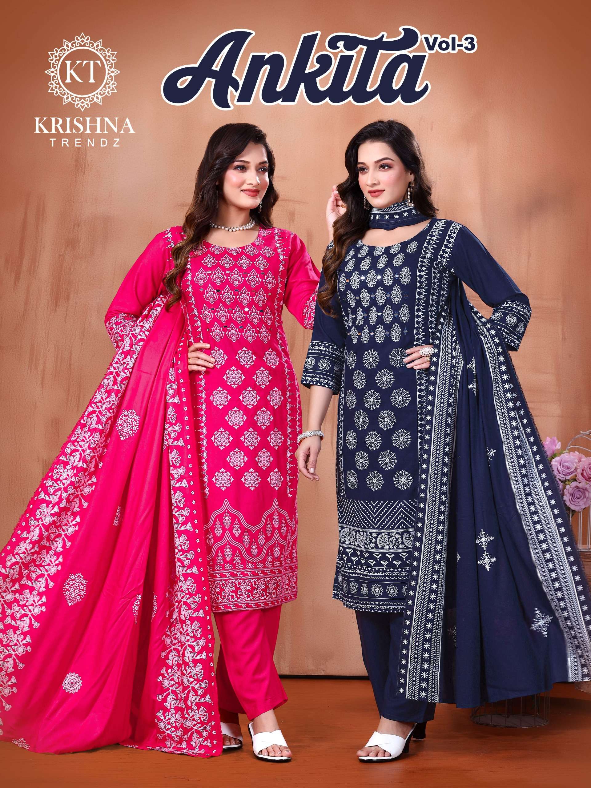 krishna trendz ankita vol-3 printed readymade suits catalogue wholesale price surat gujarat 