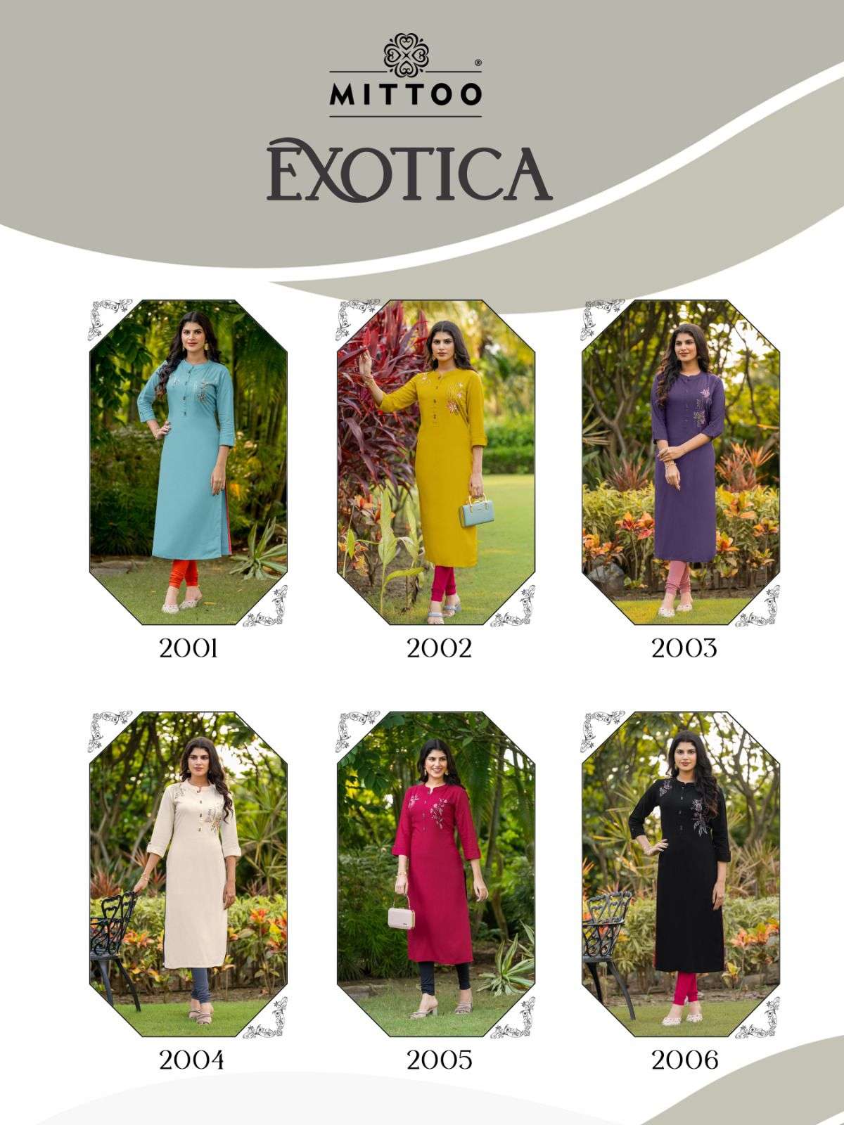 mittoo exotica 2001-2006 series heavy rayon designer wholesale kurtis catalogue latest collection surat gujrat