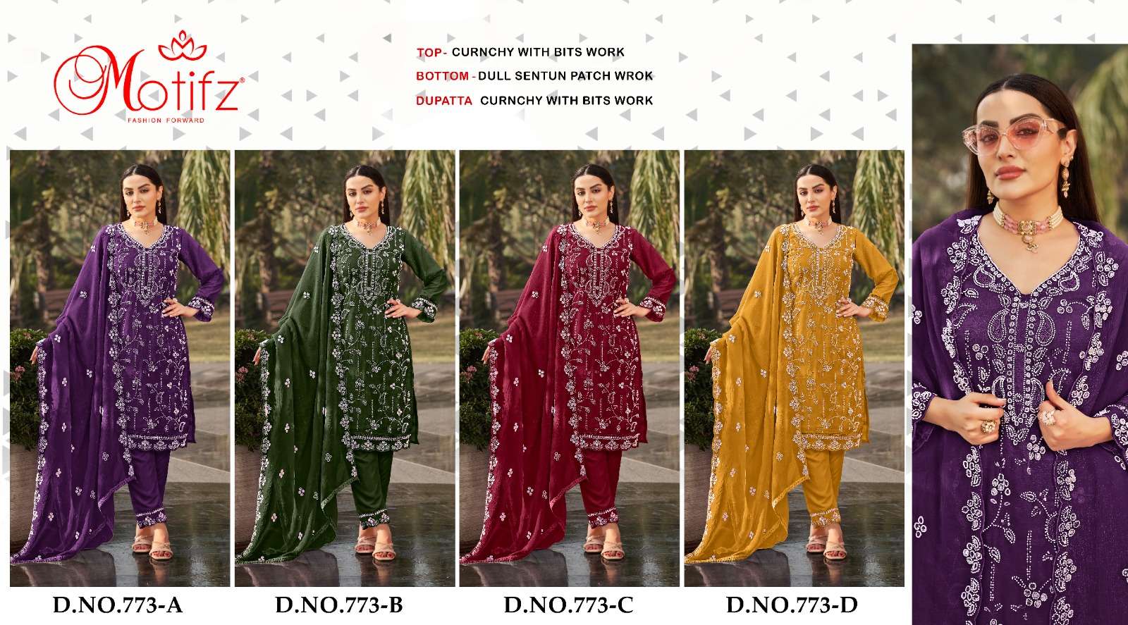 motifz 773 colours exclusive designer pakistani salwar kameez catalogue wholesale market surat gujarat 