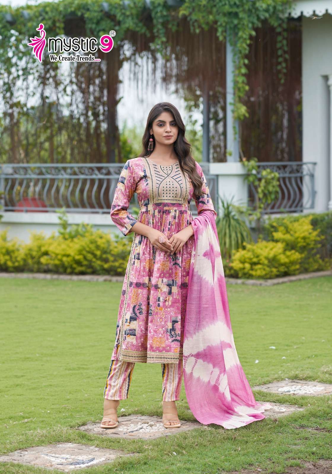 mystic sara vol 14 14001-14008 series reyon capsule party wear nayra cut ready to wear suits catalogue wholesale rate surat